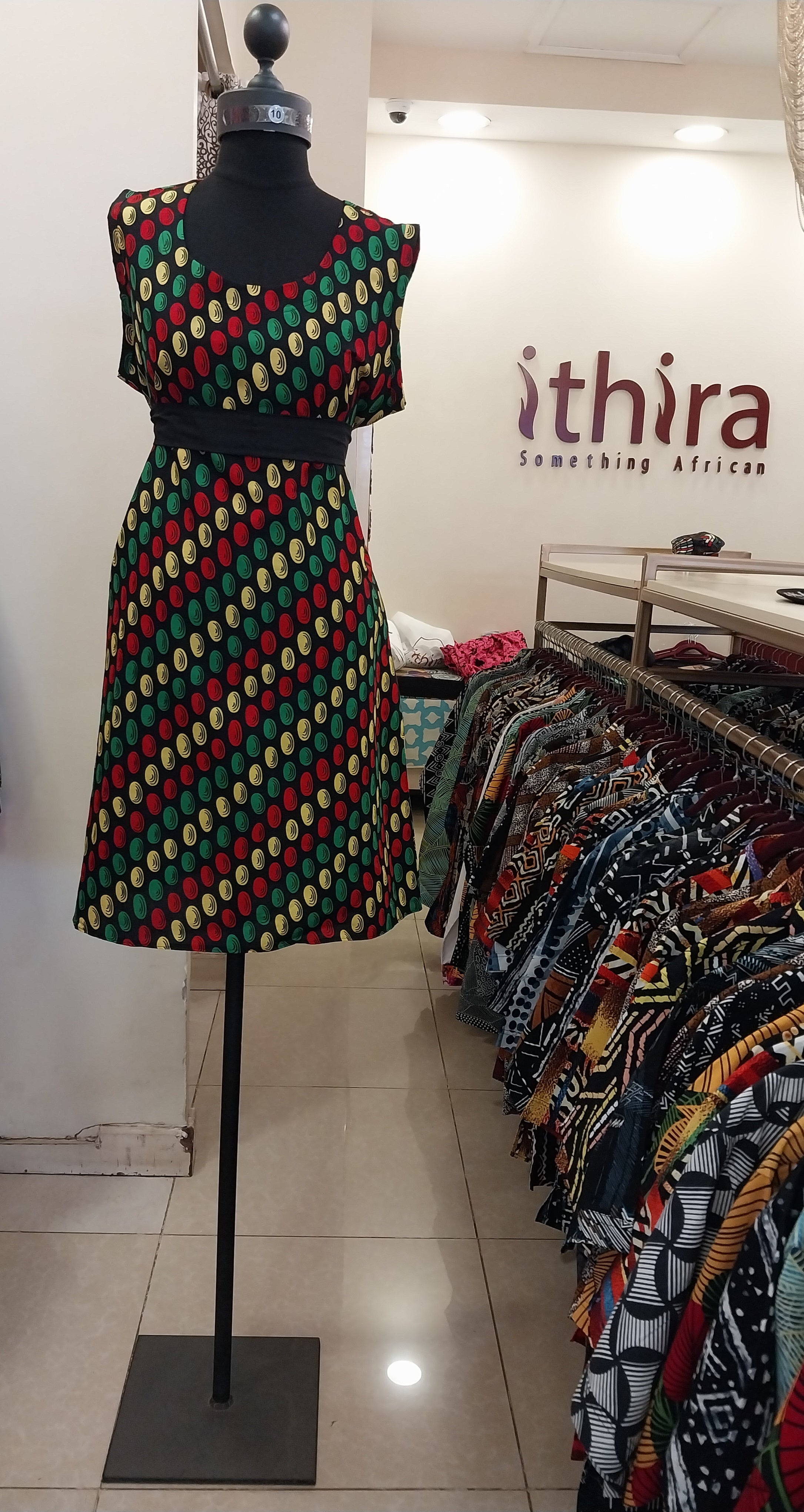 Ithira Kenya - Red, Yellow & Green Kitenge Sleeveless Knee-Length Dress - African Print A-Line Dress Ithira Kenya - Red, Yellow & Green Kitenge Sleeveless Knee-Length Dress - African Print A-Line Dress