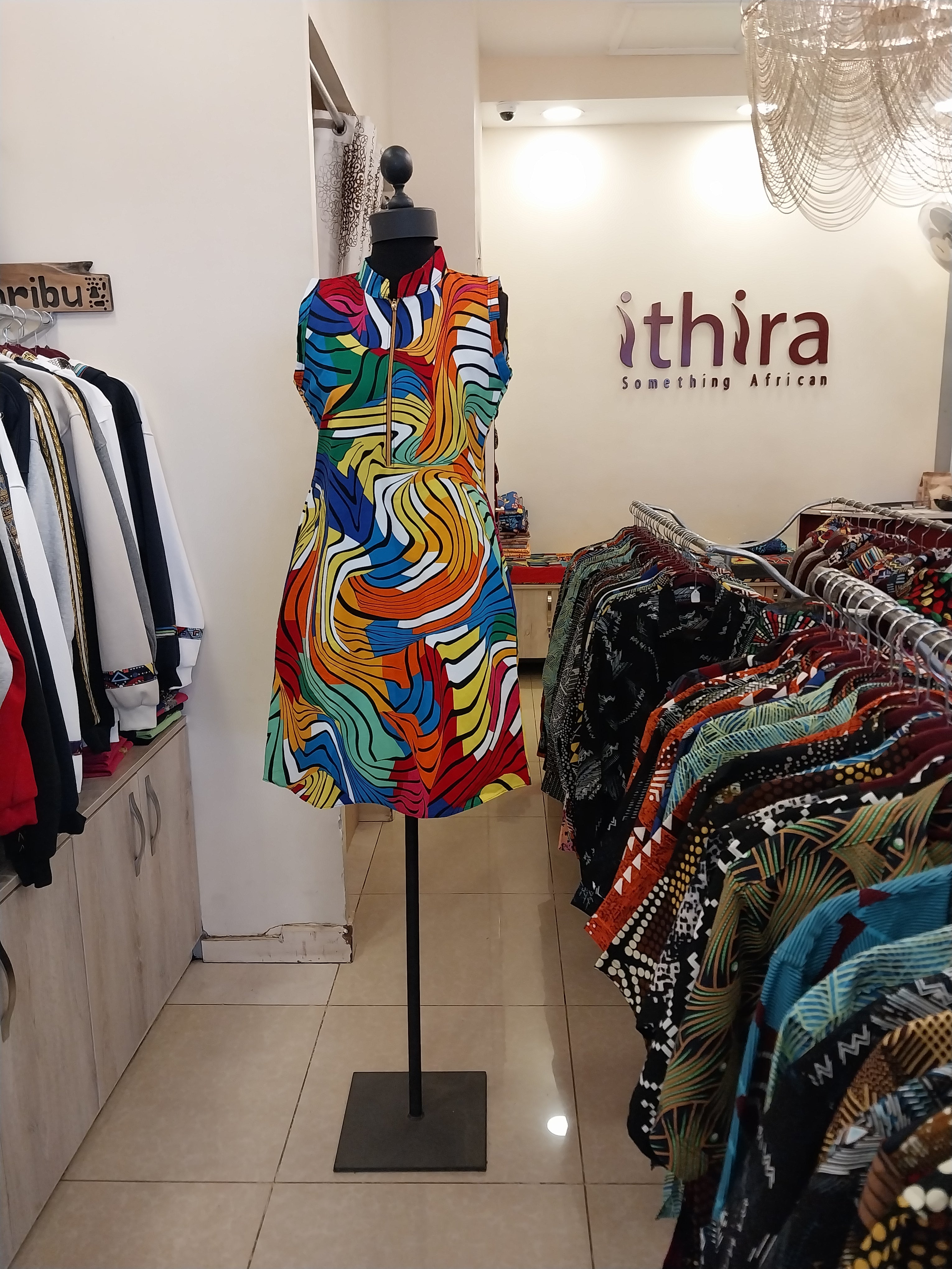 Multicolor Kitenge Sleeveless Knee-Length Dress - African Print A-Line Dress