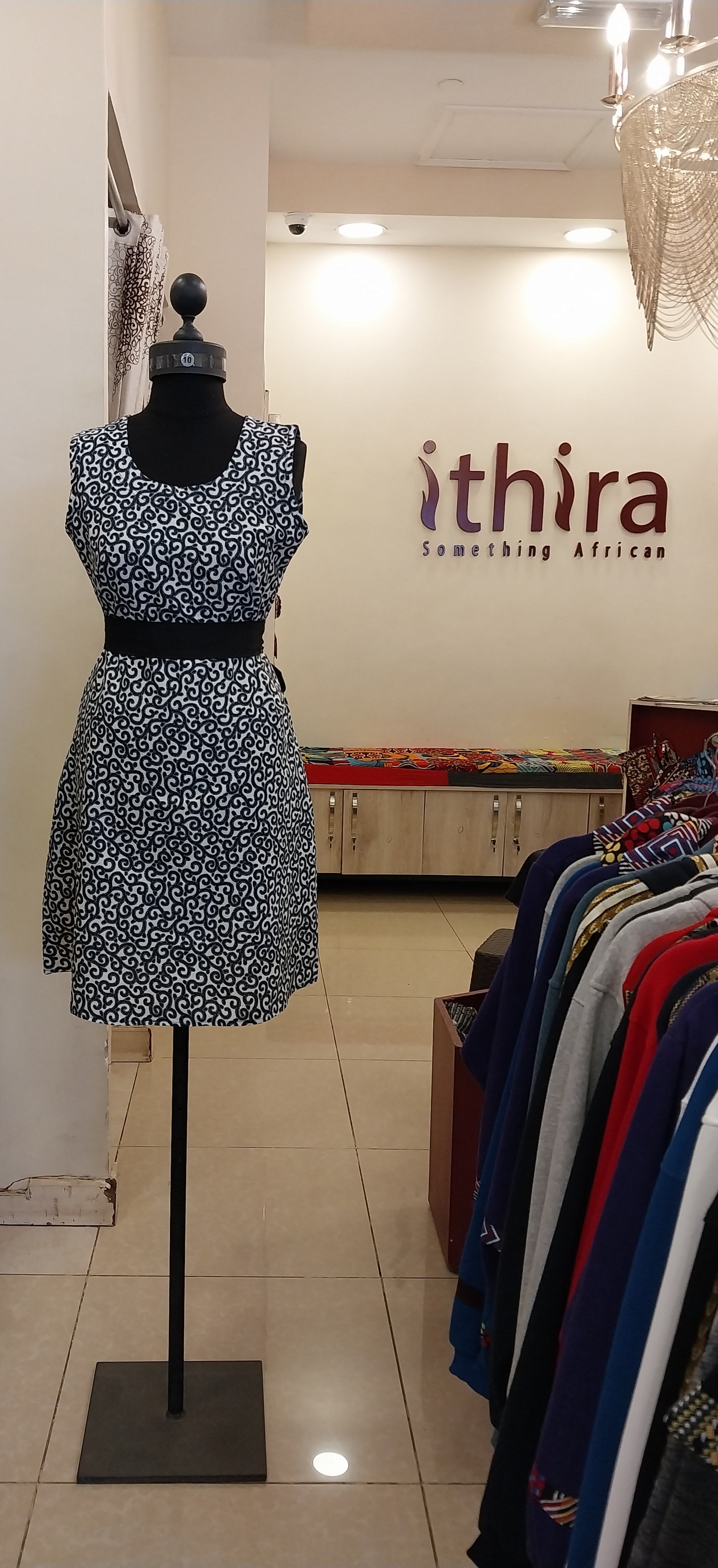 Black & White Floral Kitenge Sleeveless Knee-Length Dress - African Print A-Line Dress