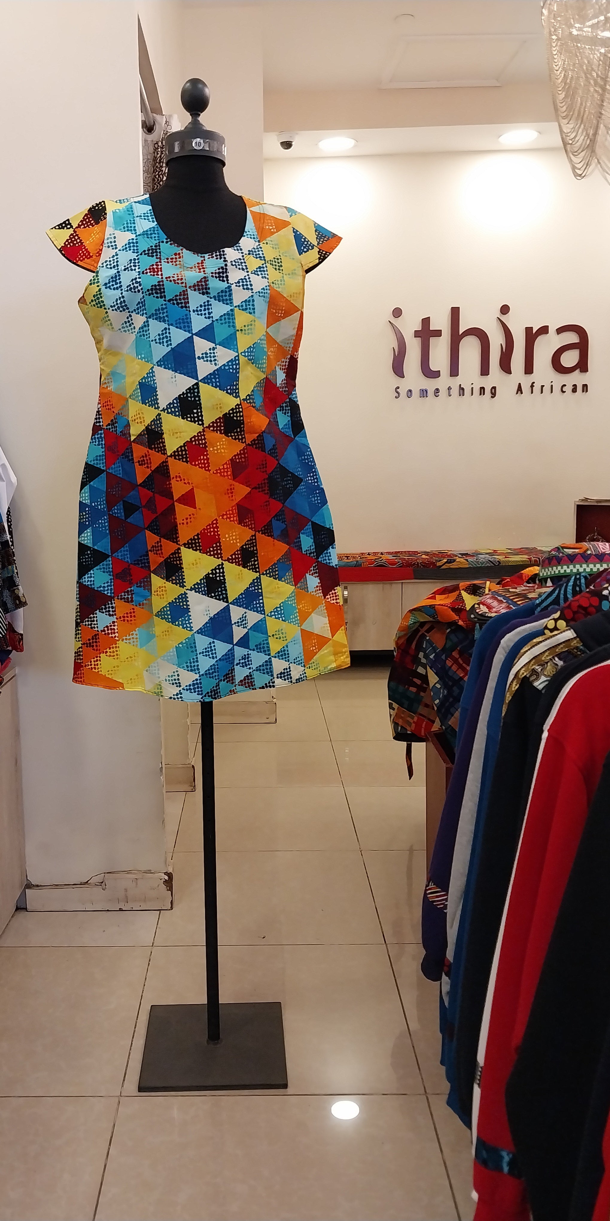 Orange & Blue Geometric Sleeved Knee-Length Dresses – Effortless Style Meets Everyday Comfort