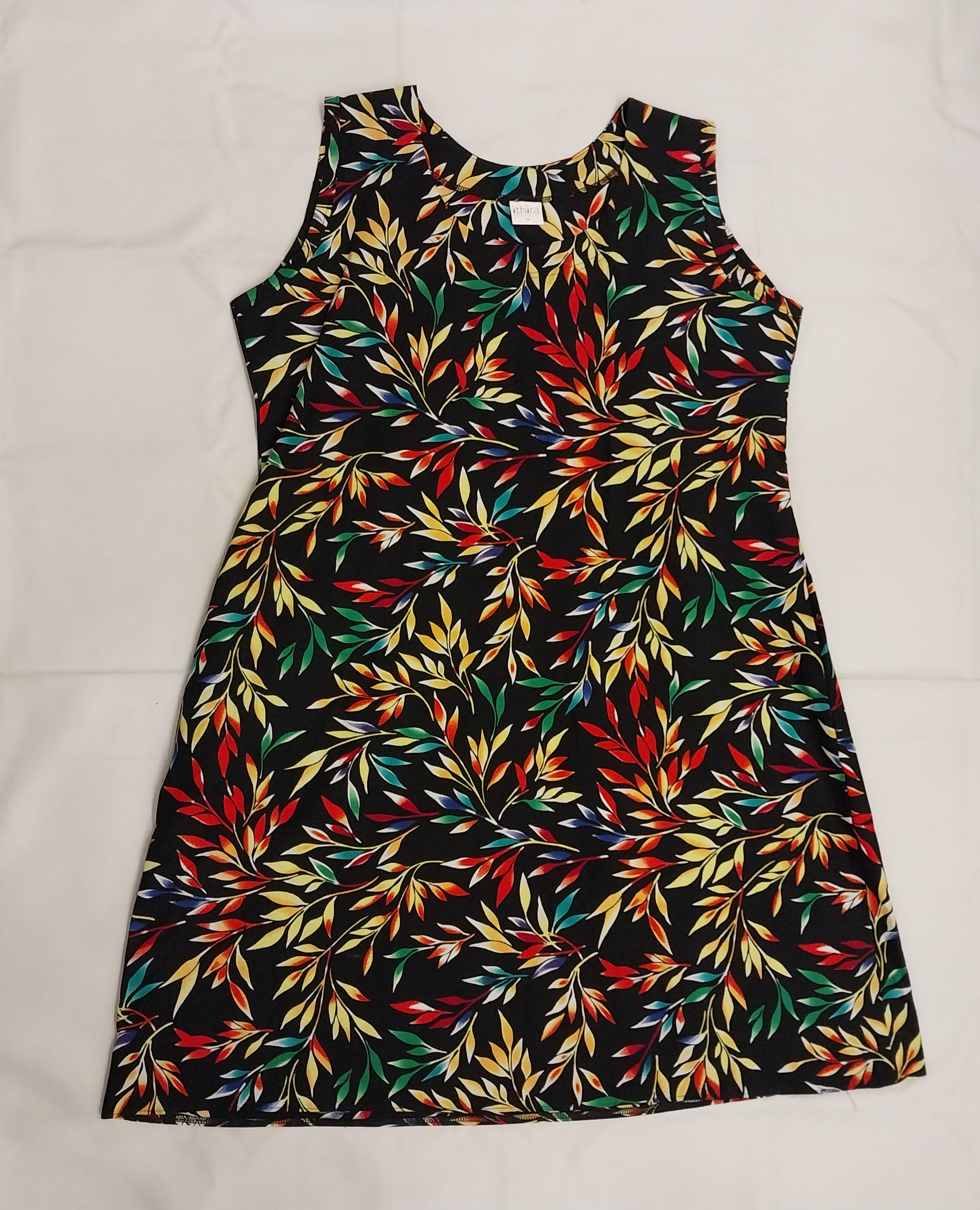 Ithira Kenya - Green & Yellow Floral Kitenge Sleeveless Knee-Length Dress