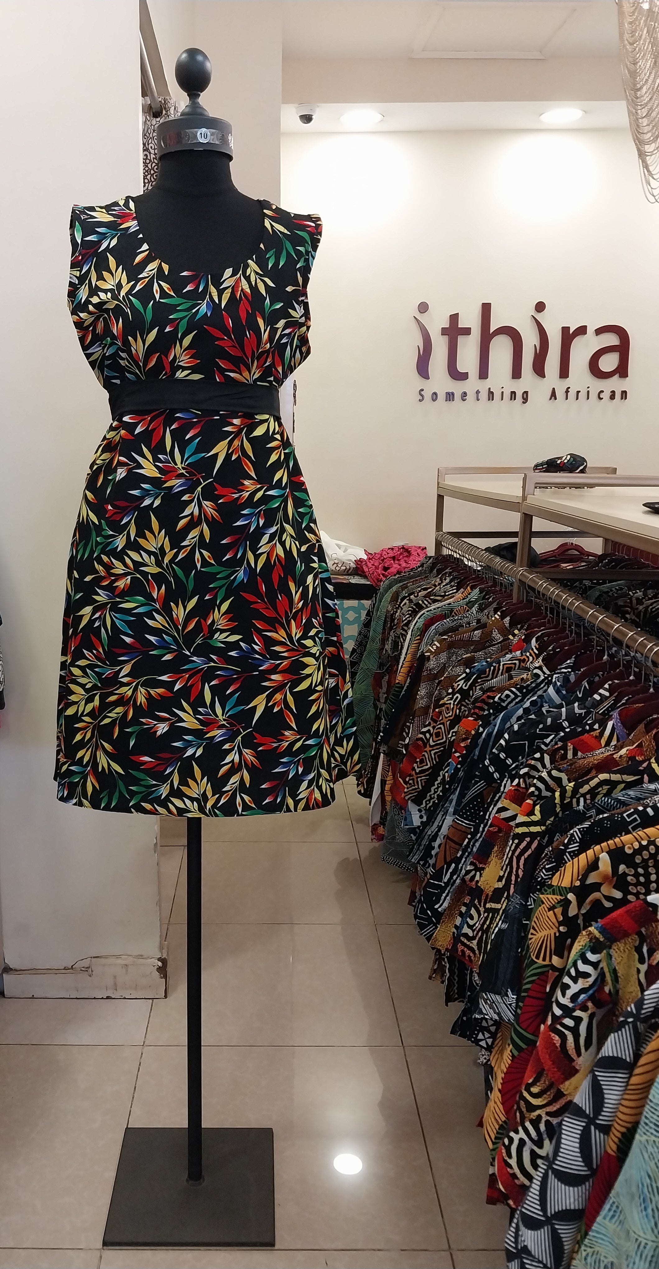 Yellow & Green Floral Kitenge Sleeveless Knee-Length Dress - African Print A-Line Dress