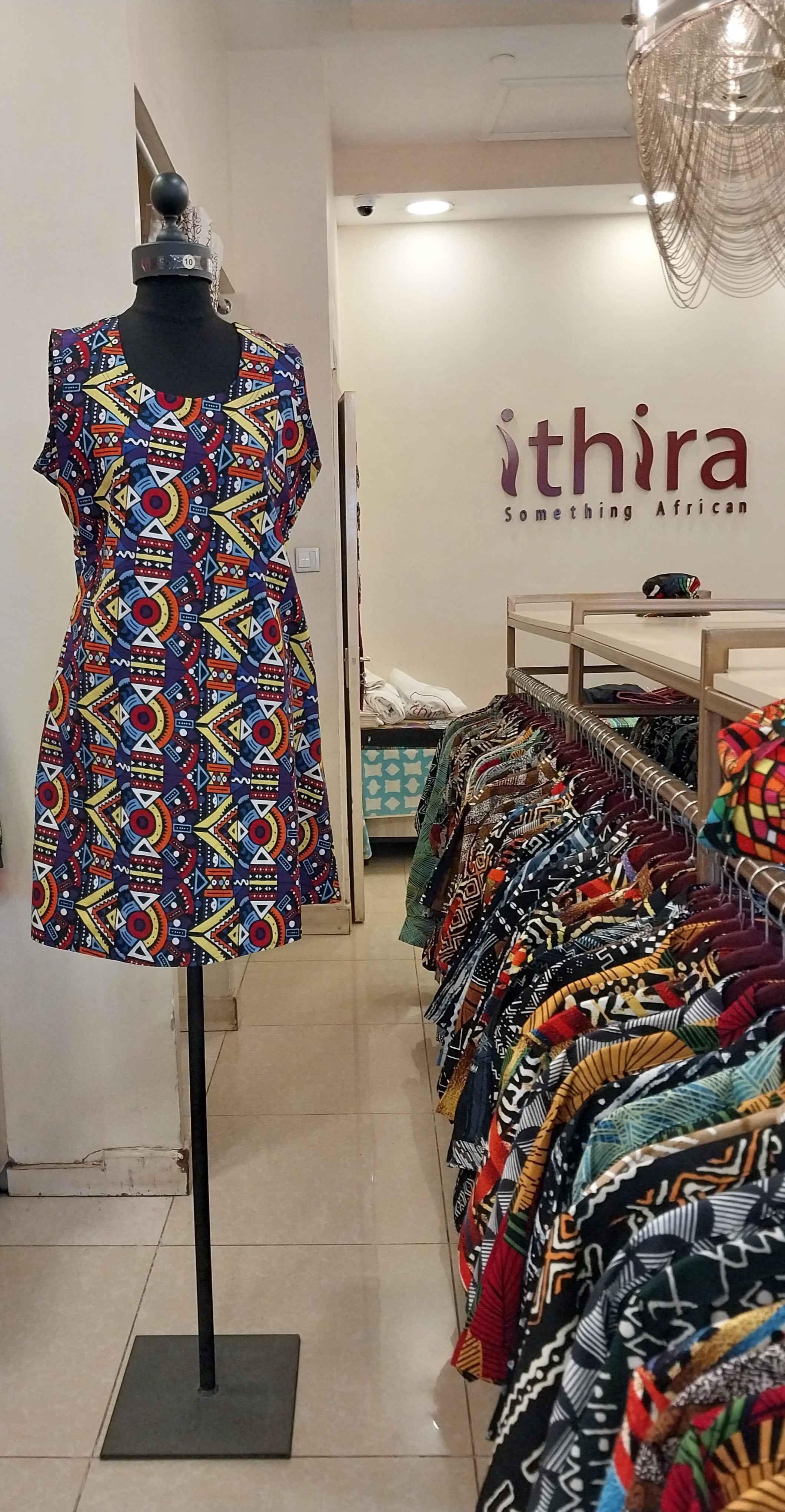 Multicolor Geometric Kitenge Sleeveless Knee-Length Dress - African Print A-Line Dress