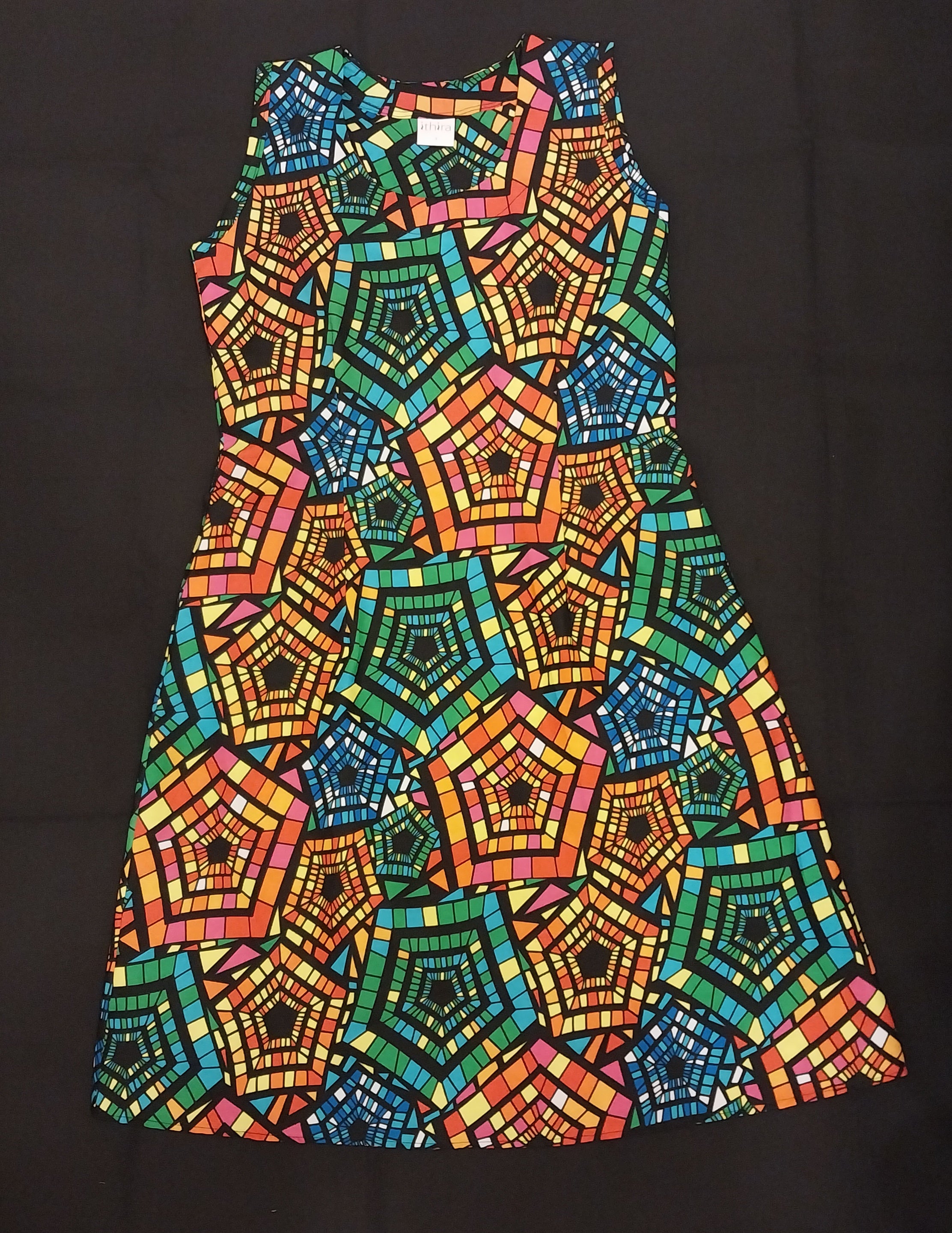 Multicoloured Geometric Sleeveless Knee-Length Dresses – Effortless Style Meets Everyday Comfort