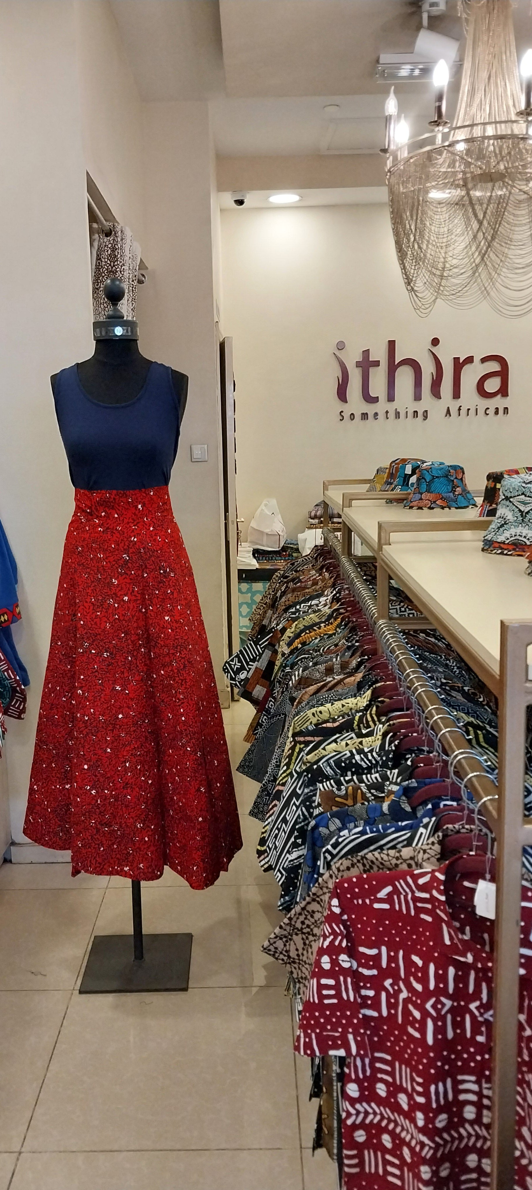 Red Kitenge Wrap Maxi Skirt - African Print Versatile Skirt