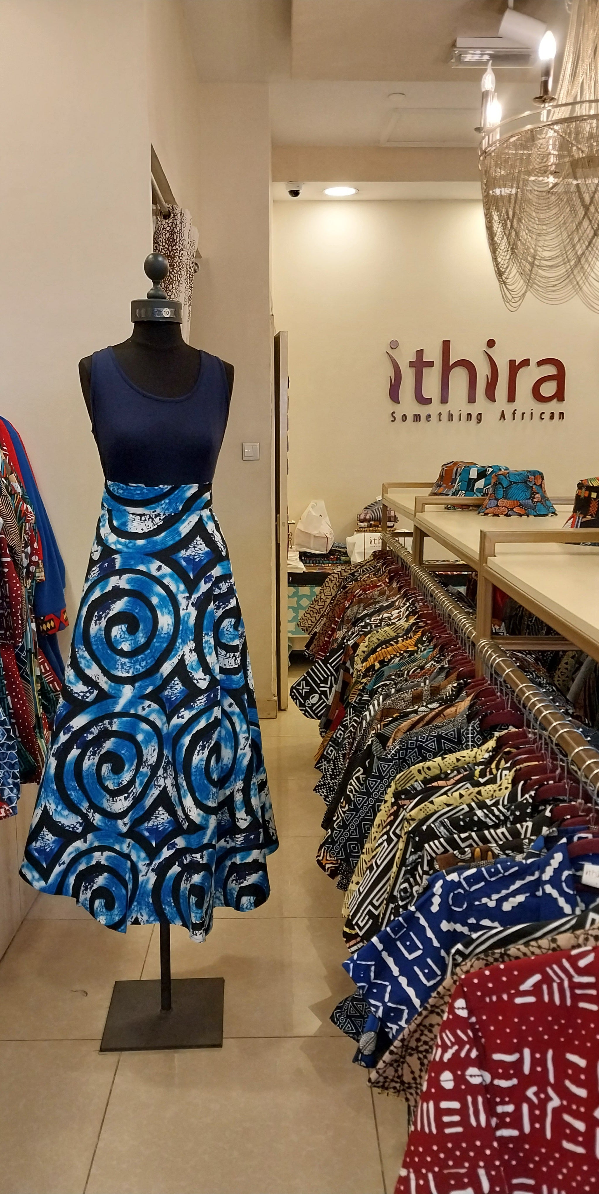 Blue Spiral Kitenge Wrap Maxi Skirt - African Print Versatile Skirt