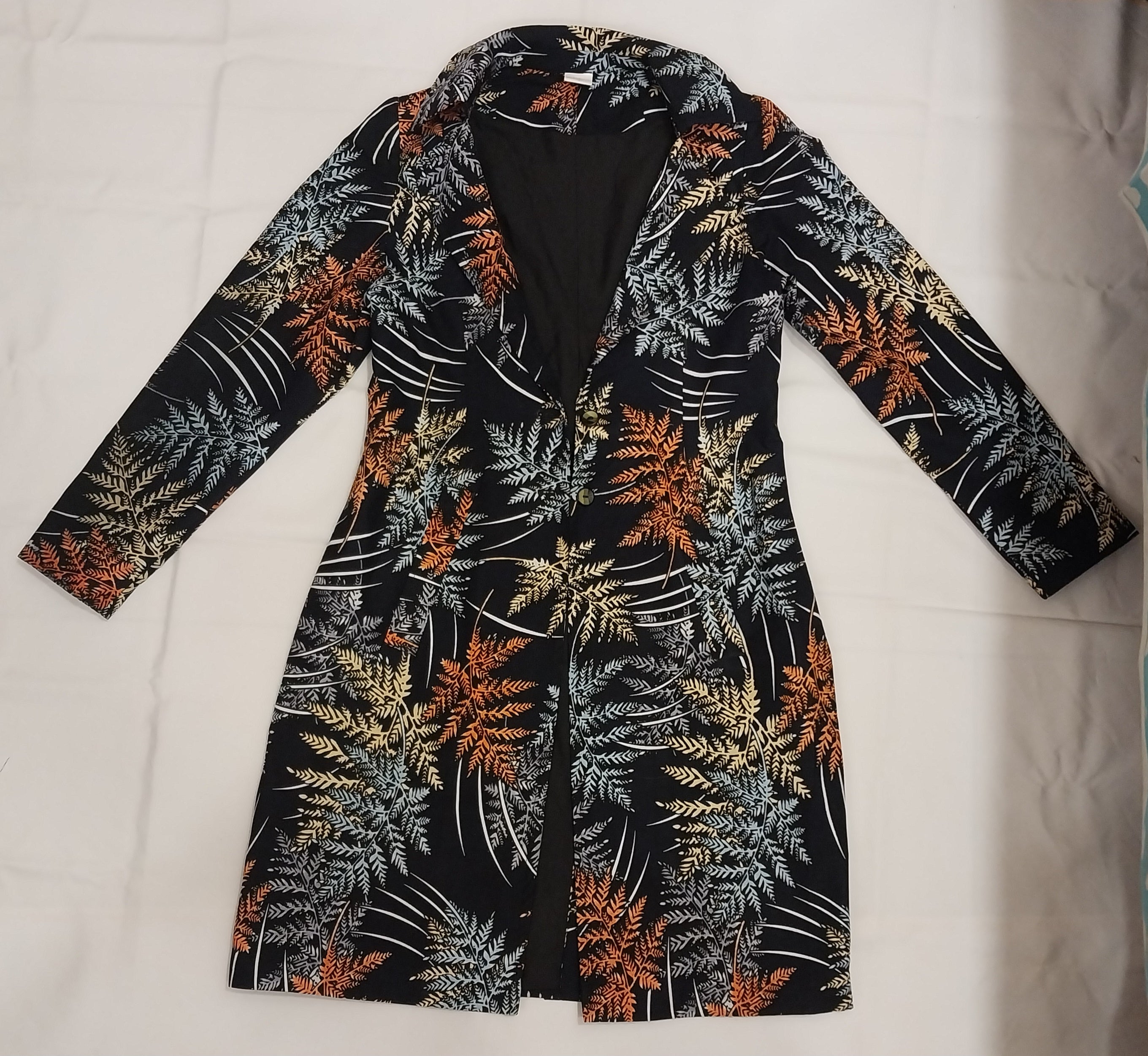 Grey Floral Kitenge Coat Dress - African Print Professional Button-Down Dress