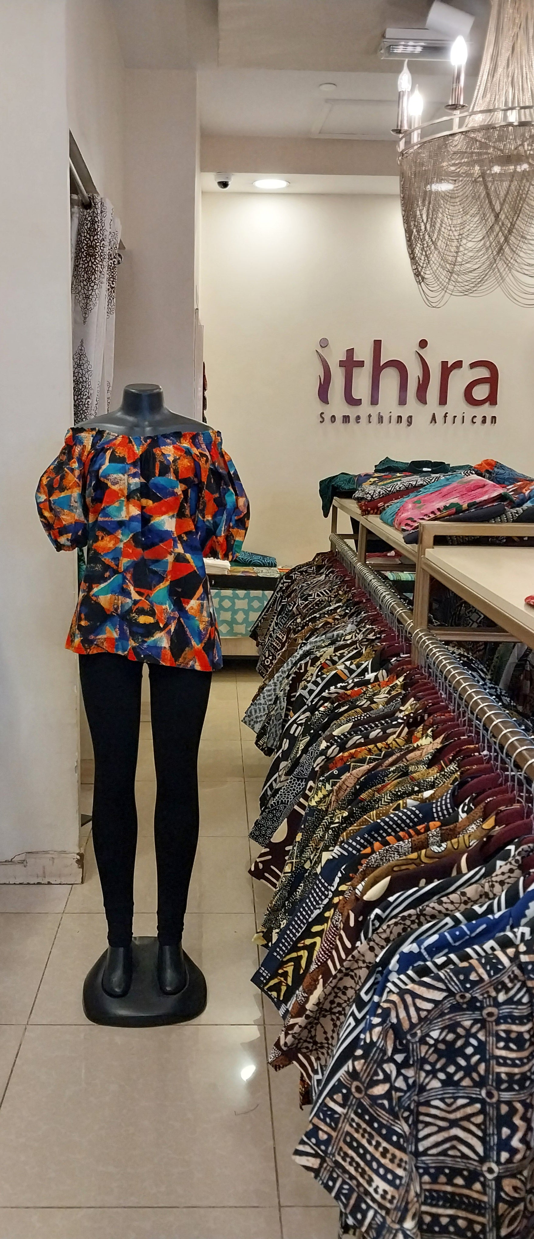 Multicolor Kitenge Ruched Neck Top - Women's African Print Half Sleeve Blouse