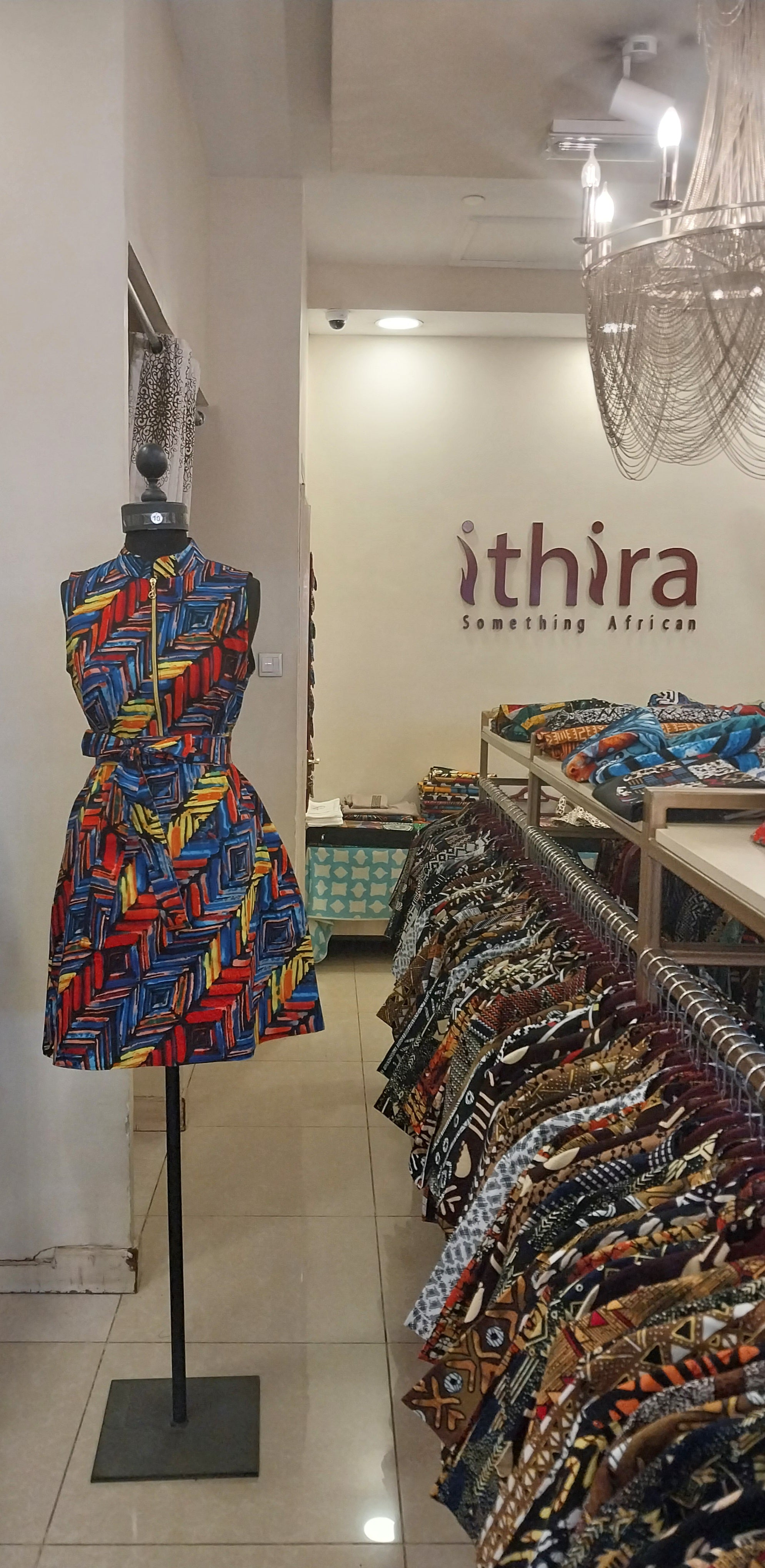 Multicolored Half-Zipped Kitenge Sleeveless Knee-Length Dress - African Print A-Line Dress
