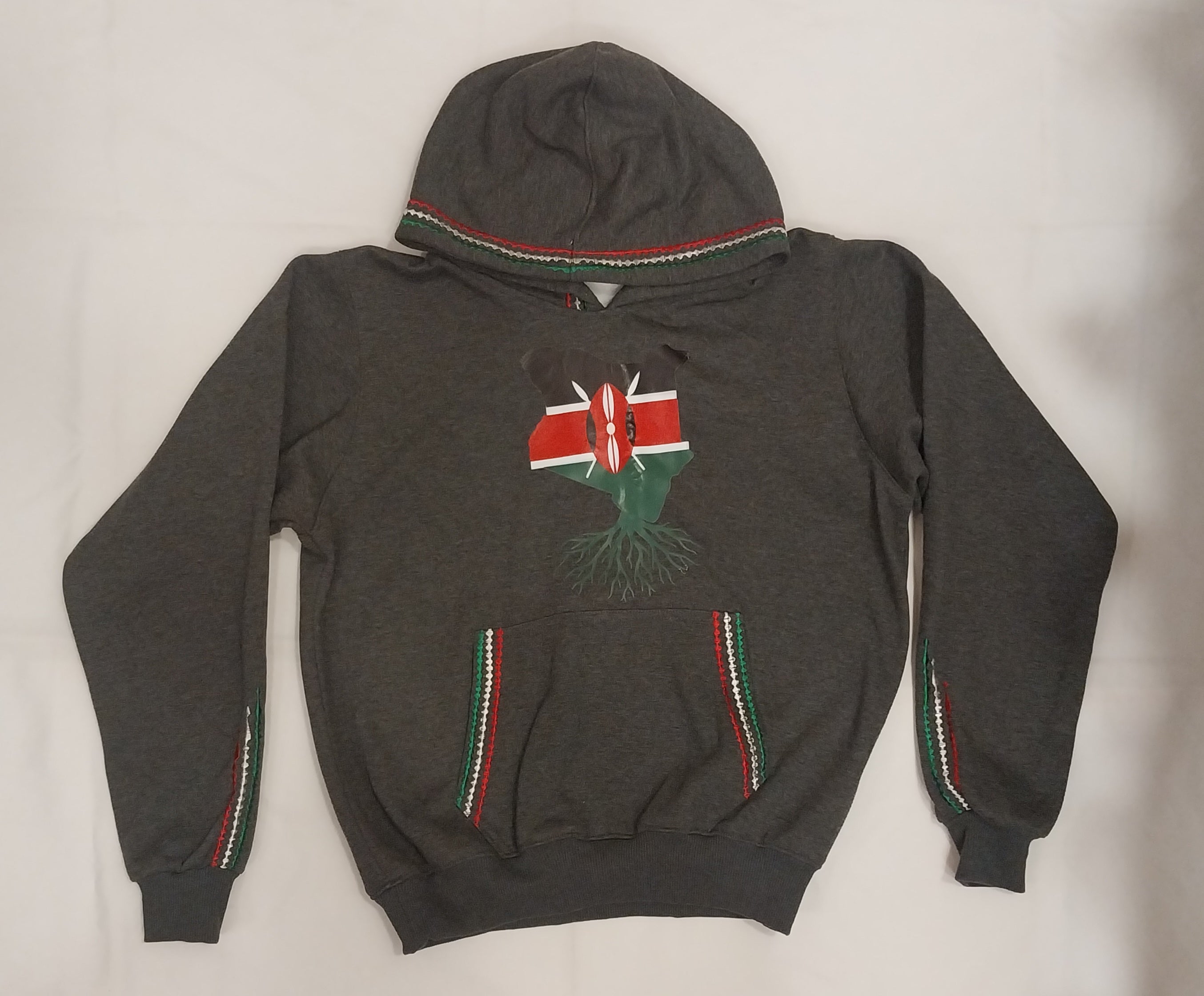 Dark Gray Kenyan Print Hoodie - Urban Streetwear Unisex Hoodie