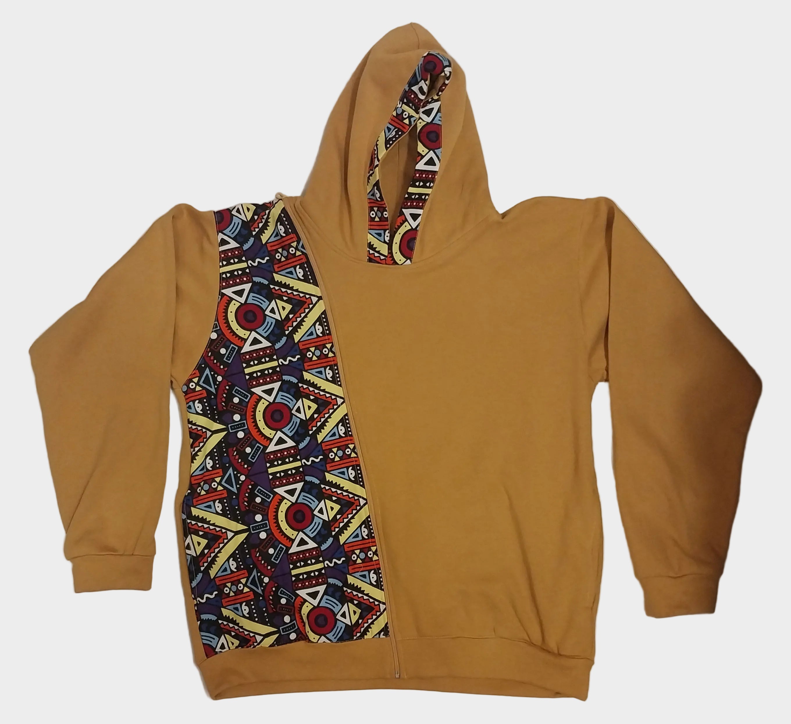 Yellow Side Zip Minimalist Kitenge Hoodie