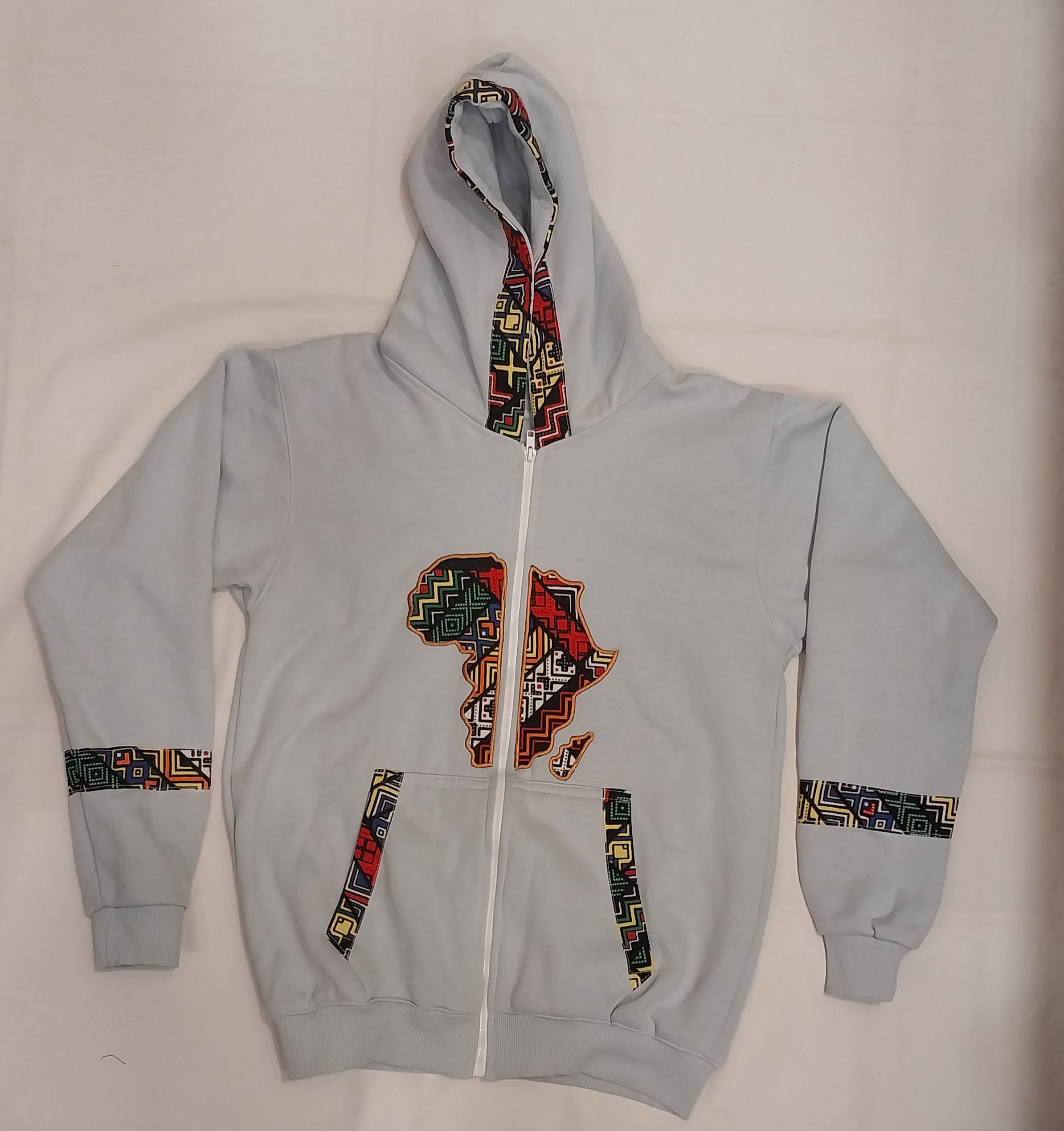 Sky Blue African Map Minimalist Hoodie