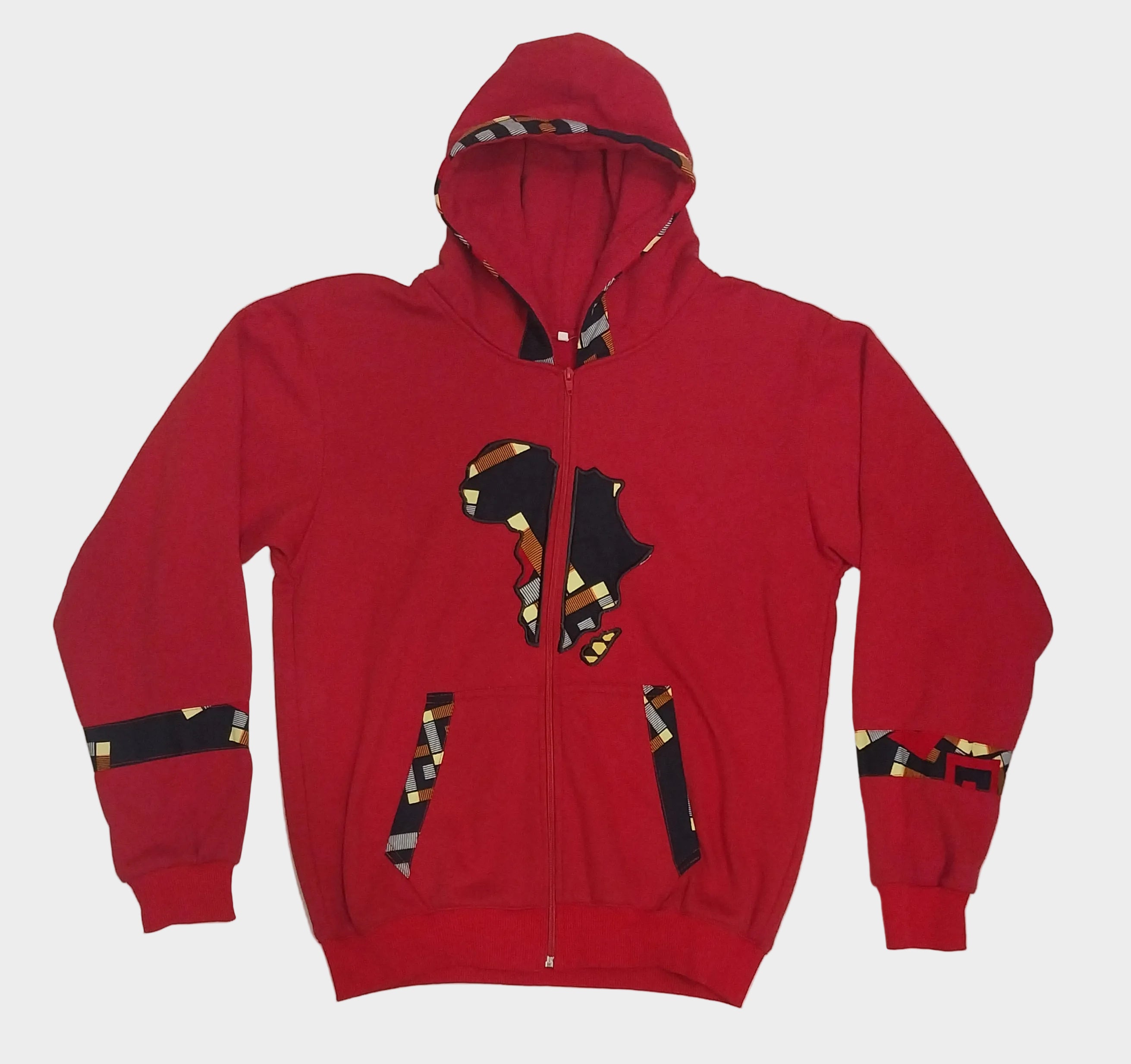 Red African Map Minimalist Hoodie