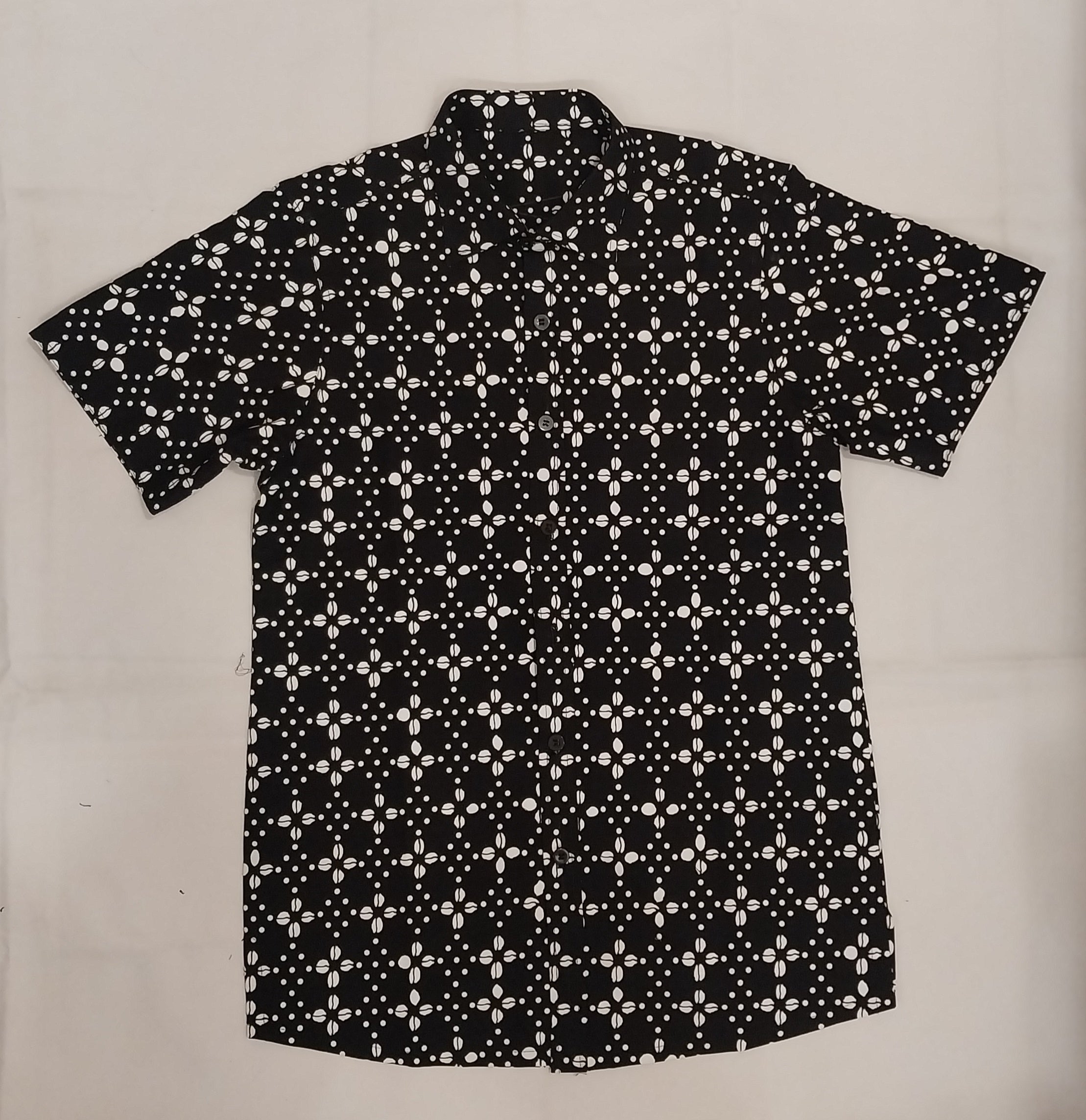Black Bogolan Office Collar Short Sleeve Shirt - Men's African Print Button-Down
