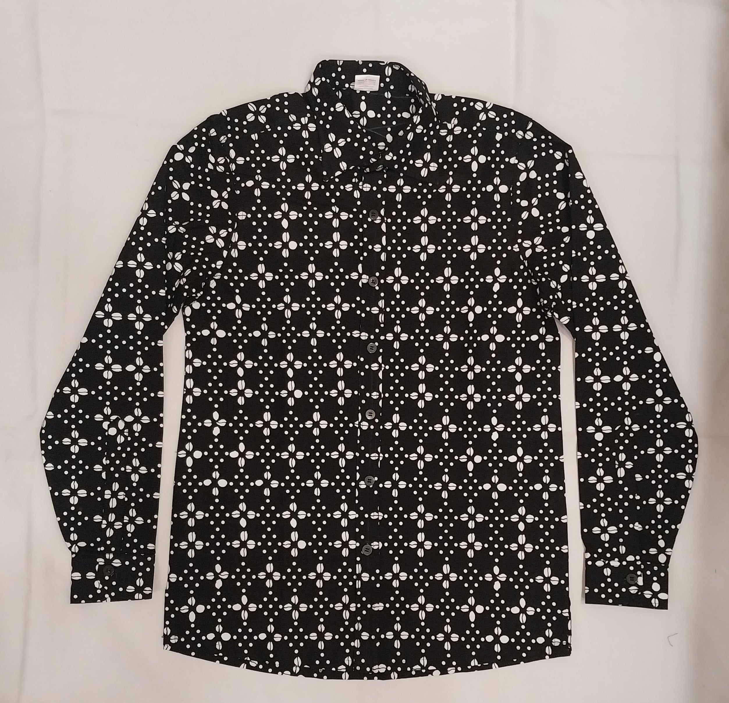 Black Bogolan Office Collar Long Sleeve Shirt - Men's African Print Button-Down