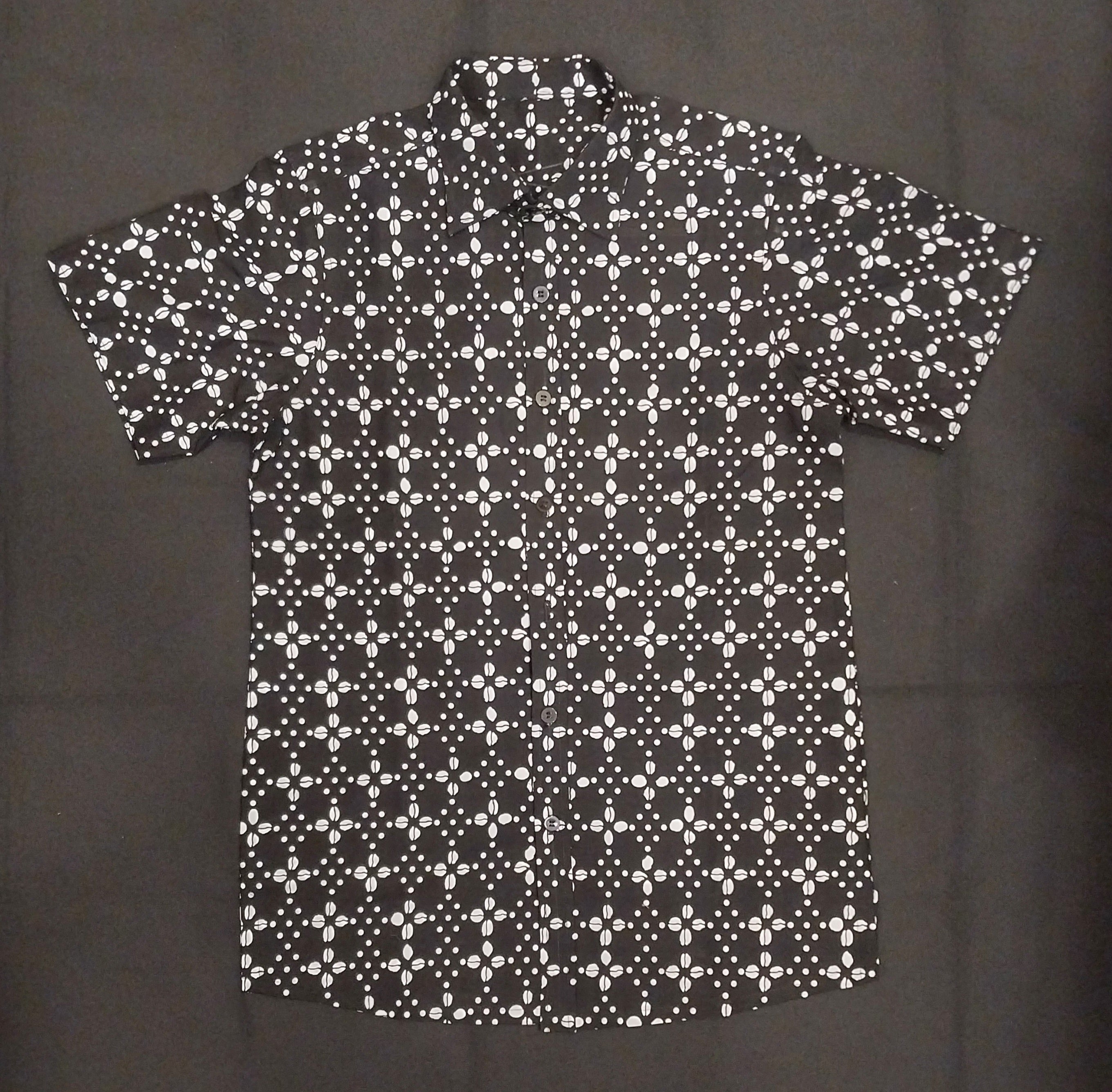 Black Bogolan Office Collar Short Sleeve Shirt - Men's African Print Button-Down