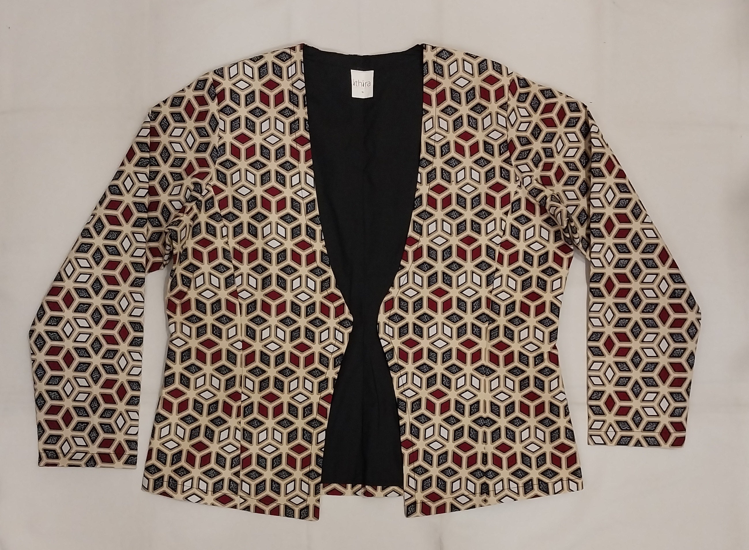 Beige African Print Kitenge Blazer - Bold Corporate Jacket