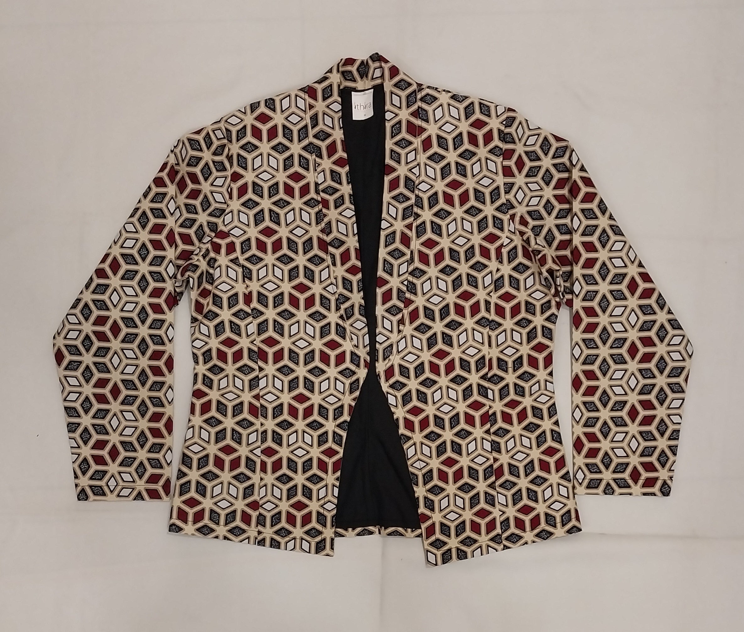 Beige African Print Kitenge Blazer - Bold Corporate Jacket