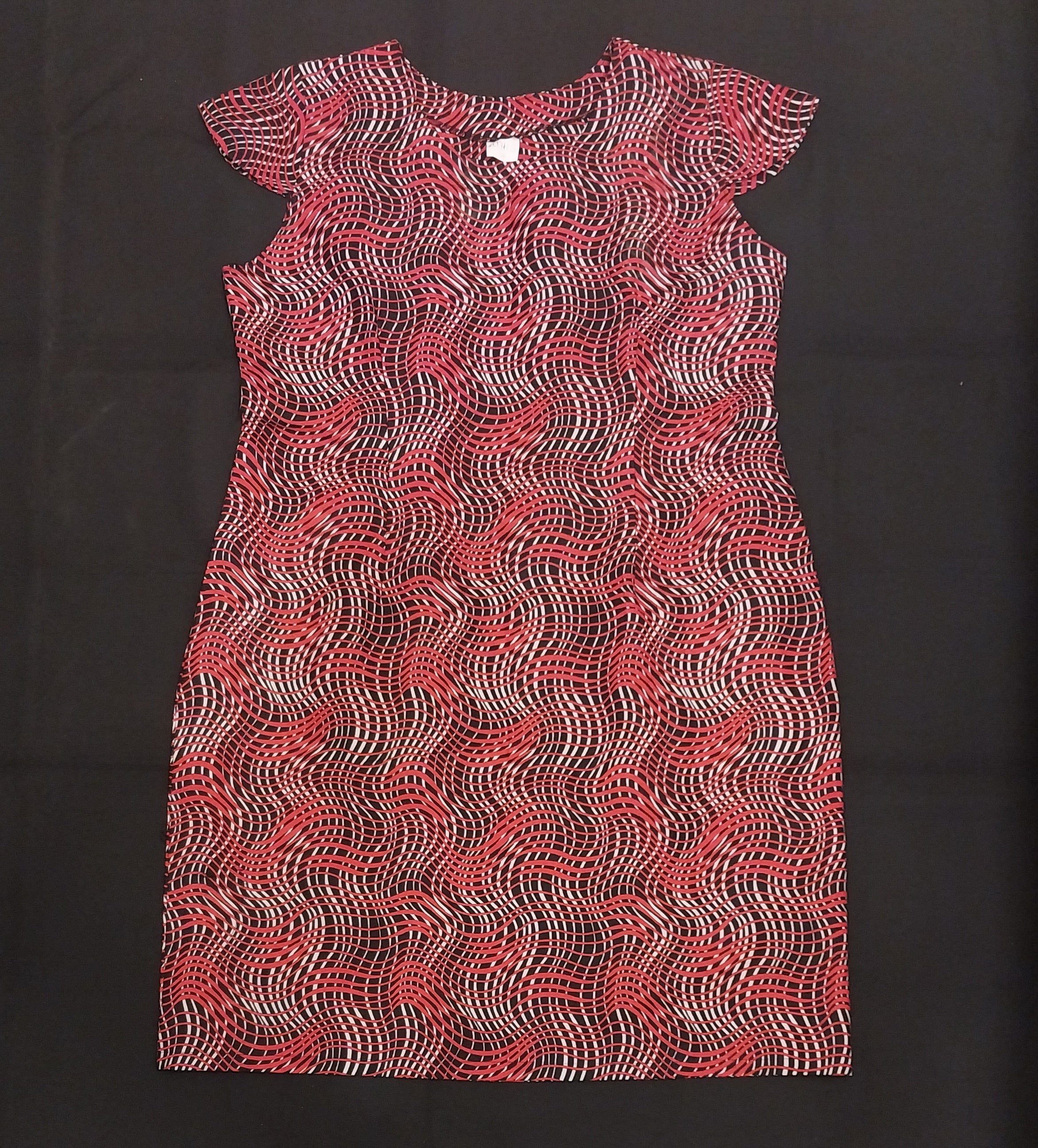 Red Geometric Cup-Sleeved Knee-Length Dresses – Effortless Style Meets Everyday Comfort