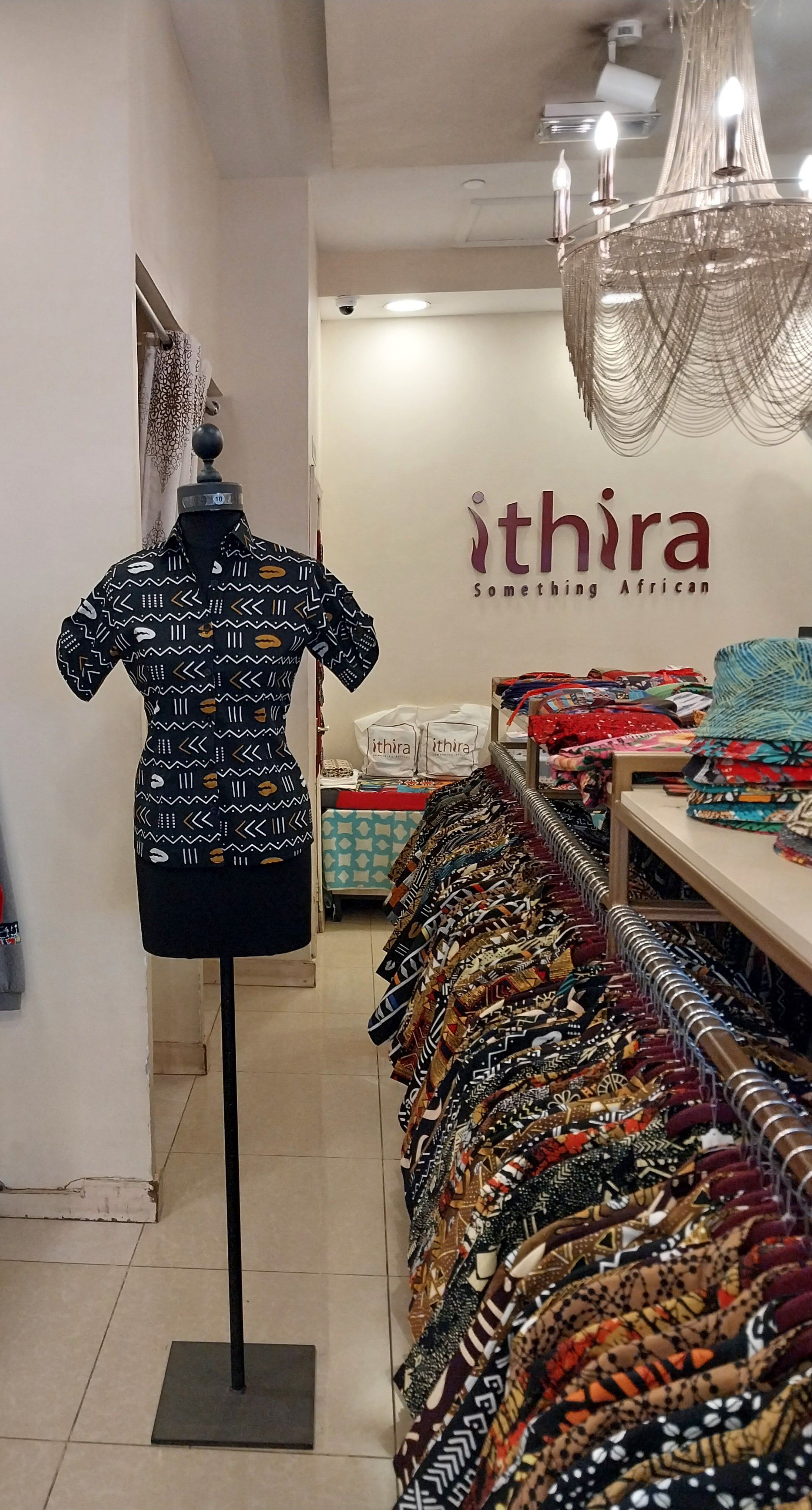 Black Women's Kitenge Top - Short Sleeve Button-Detail