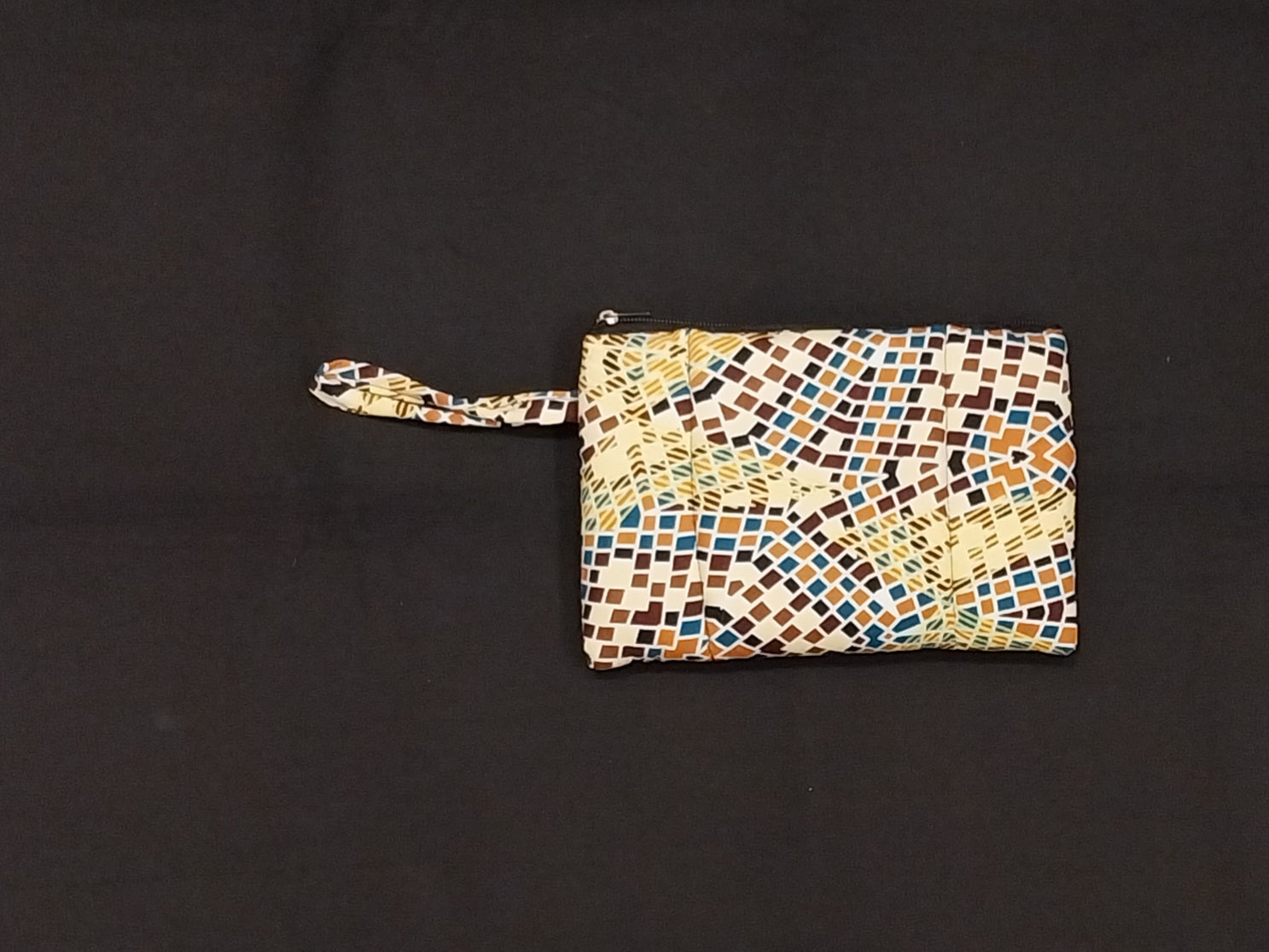 Yellow Multicolored Kitenge Zipper Makeup Pouch