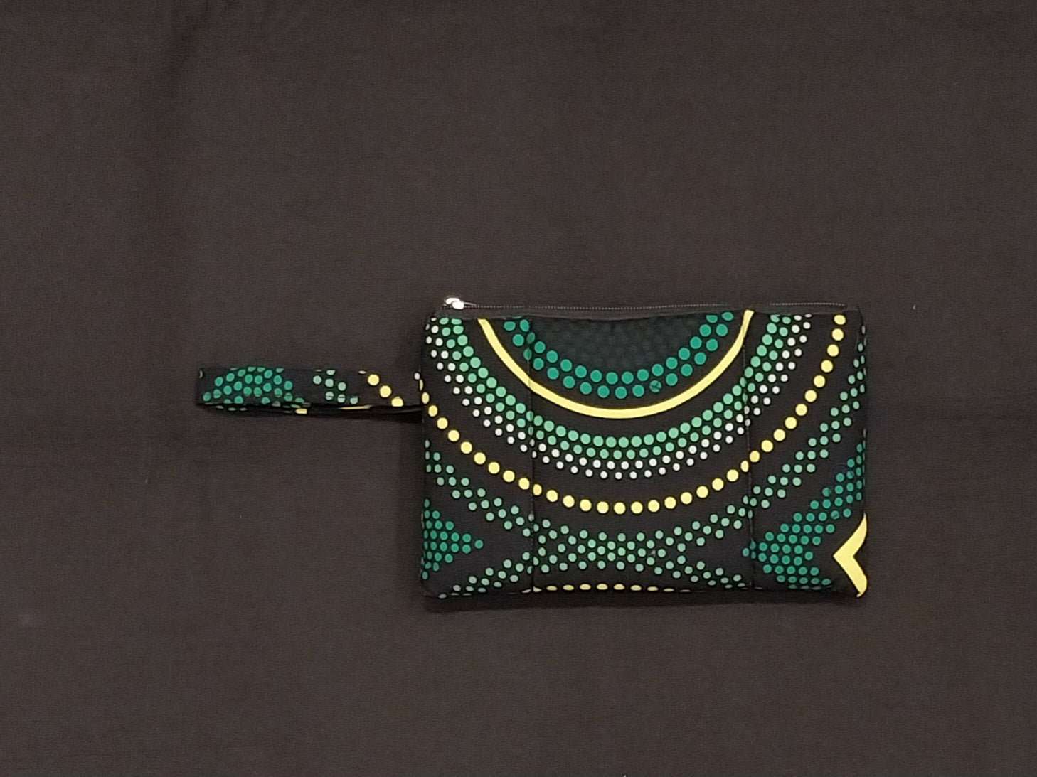 Green & Yellow Kitenge Zipper Makeup Pouch