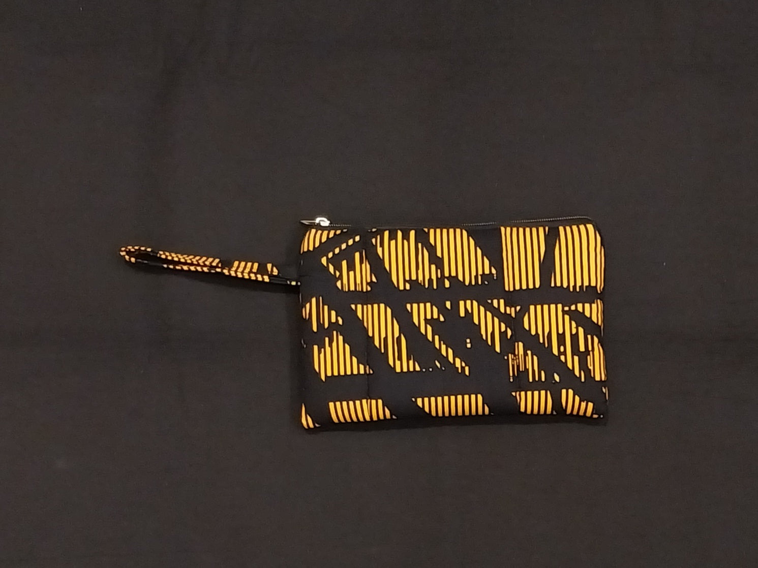 Orange & Black Kitenge Zipper Makeup Pouch