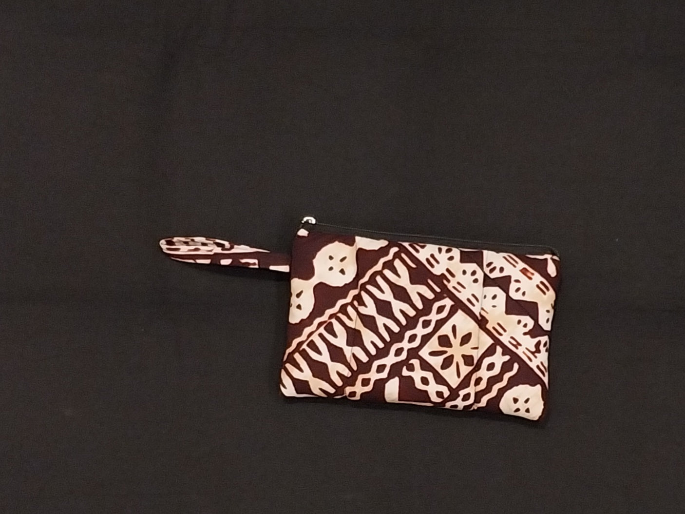 Brown & Cream Kitenge Zipper Makeup Pouch
