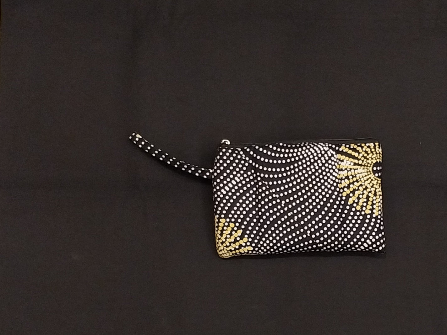 Black & White Floral Kitenge Zipper Makeup Pouch