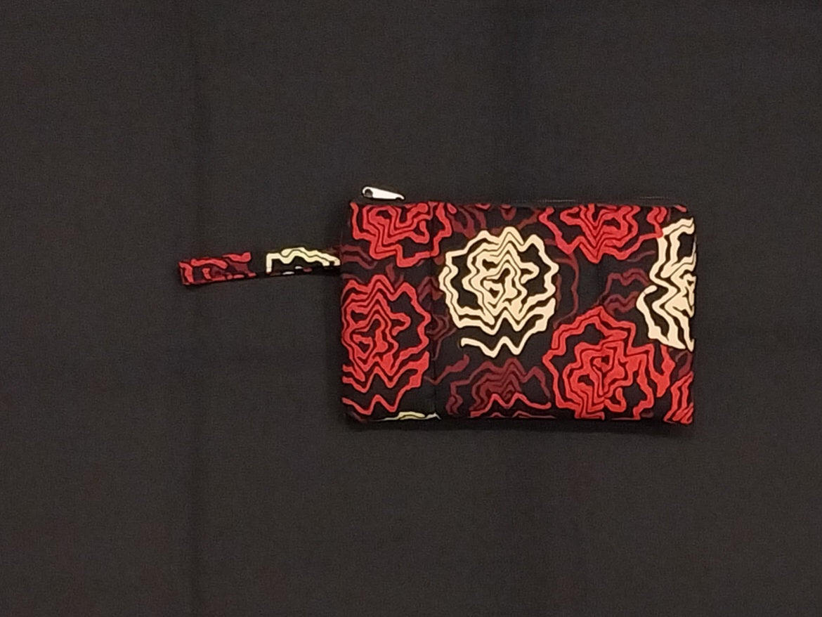 Red & Yellow Kitenge Zipper makeup Pouch