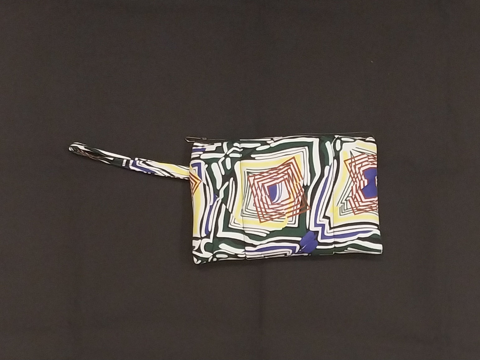 Yellow Geometric Kitenge Zipper Makeup Pouch