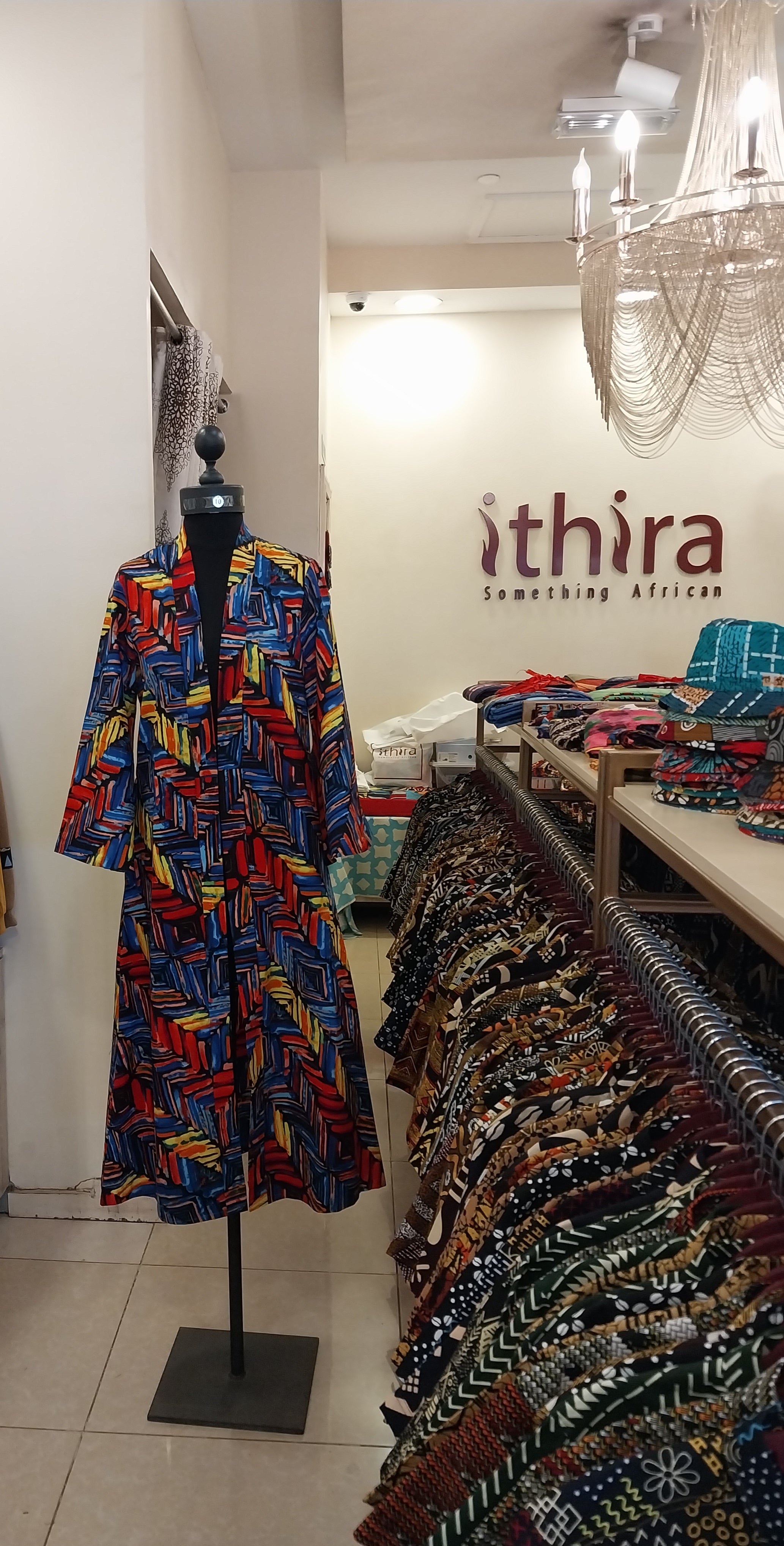 Blue & Red Geometric Kimono Tea-Length Dress-Elegant Long Kimono Maxi for Every Occasion