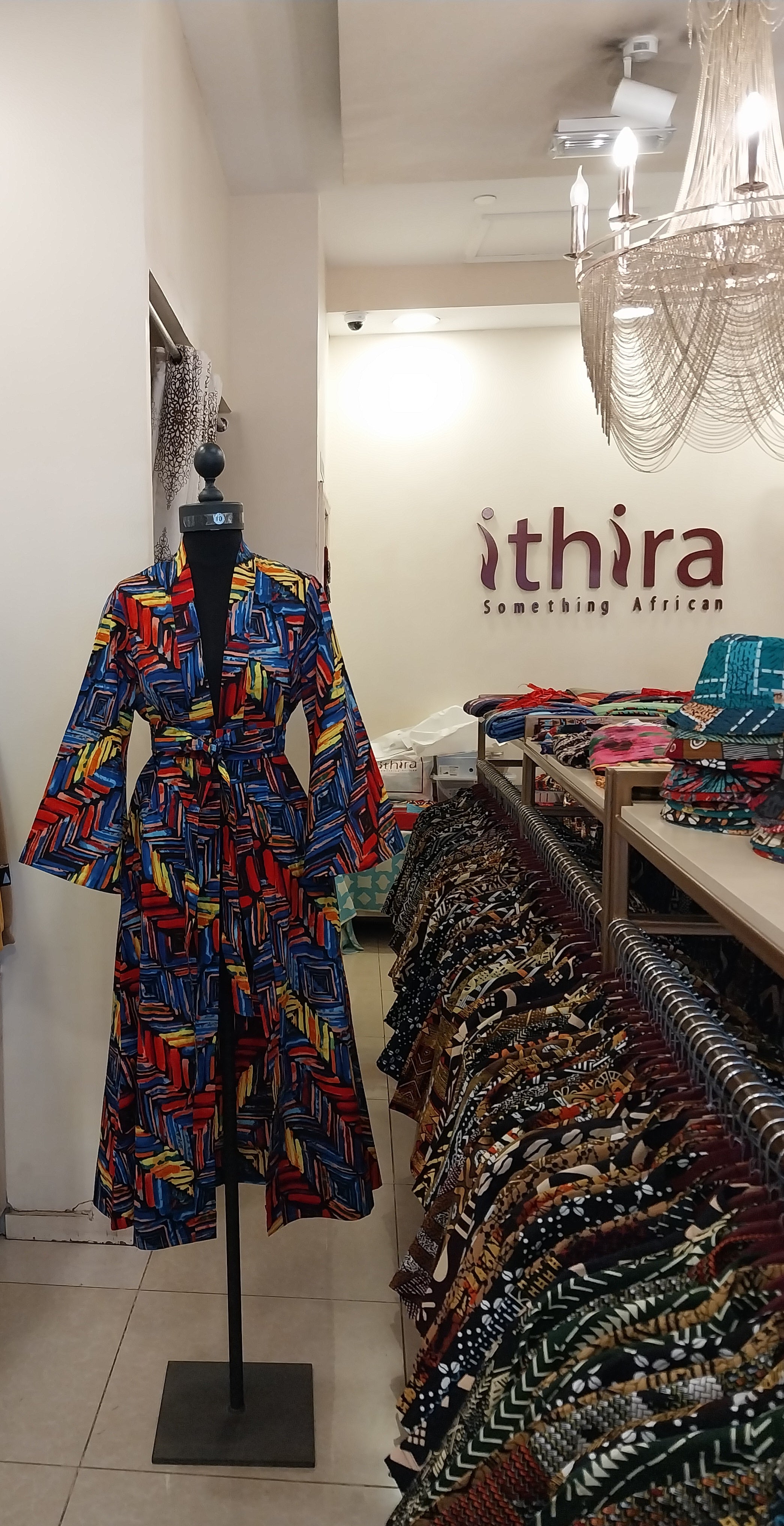 Blue & Red Geometric Kimono Tea-Length Dress-Elegant Long Kimono Maxi for Every Occasion