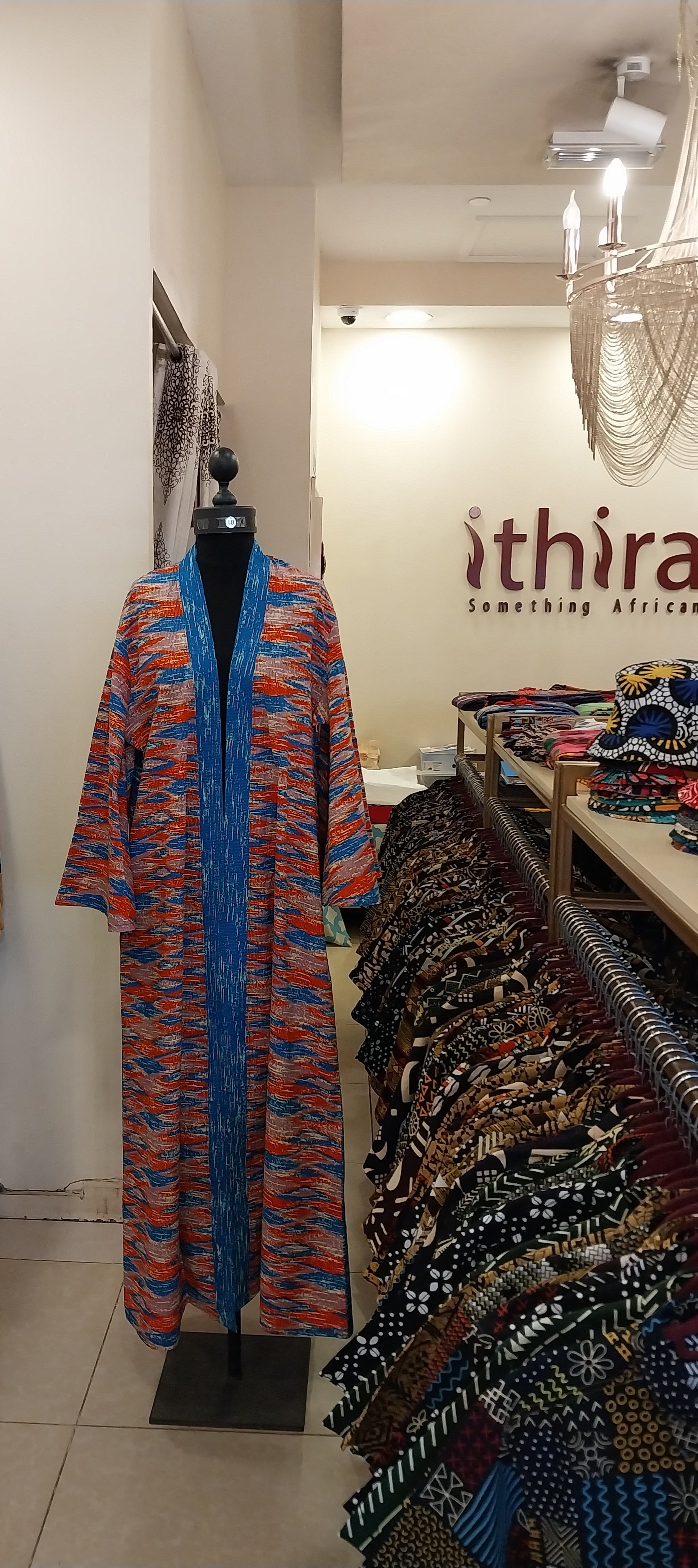 Blue & Orange Kimono Floor-Length Dress-Elegant Long Kimono Maxi for Every Occasion