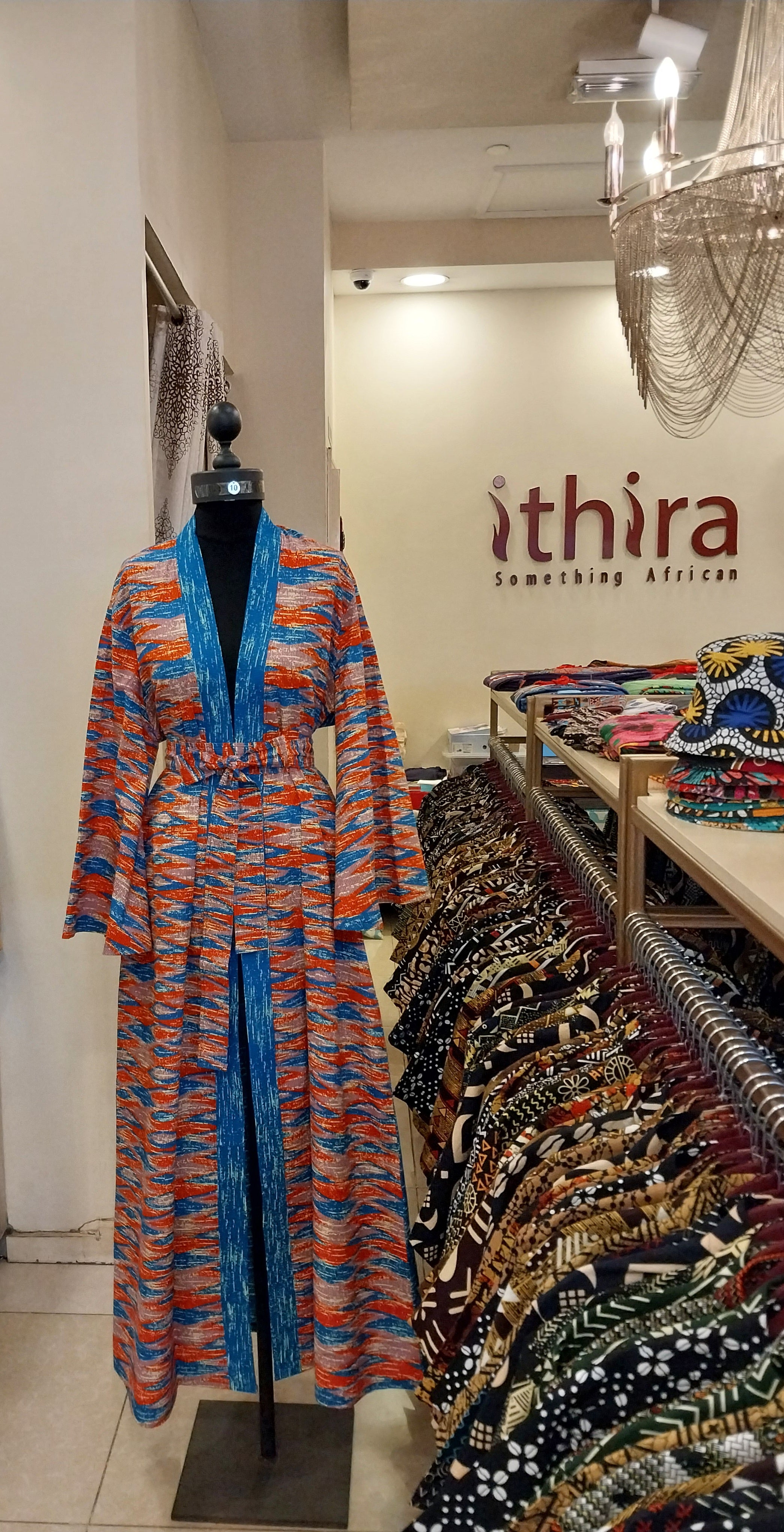 Blue & Orange Kimono Floor-Length Dress-Elegant Long Kimono Maxi for Every Occasion