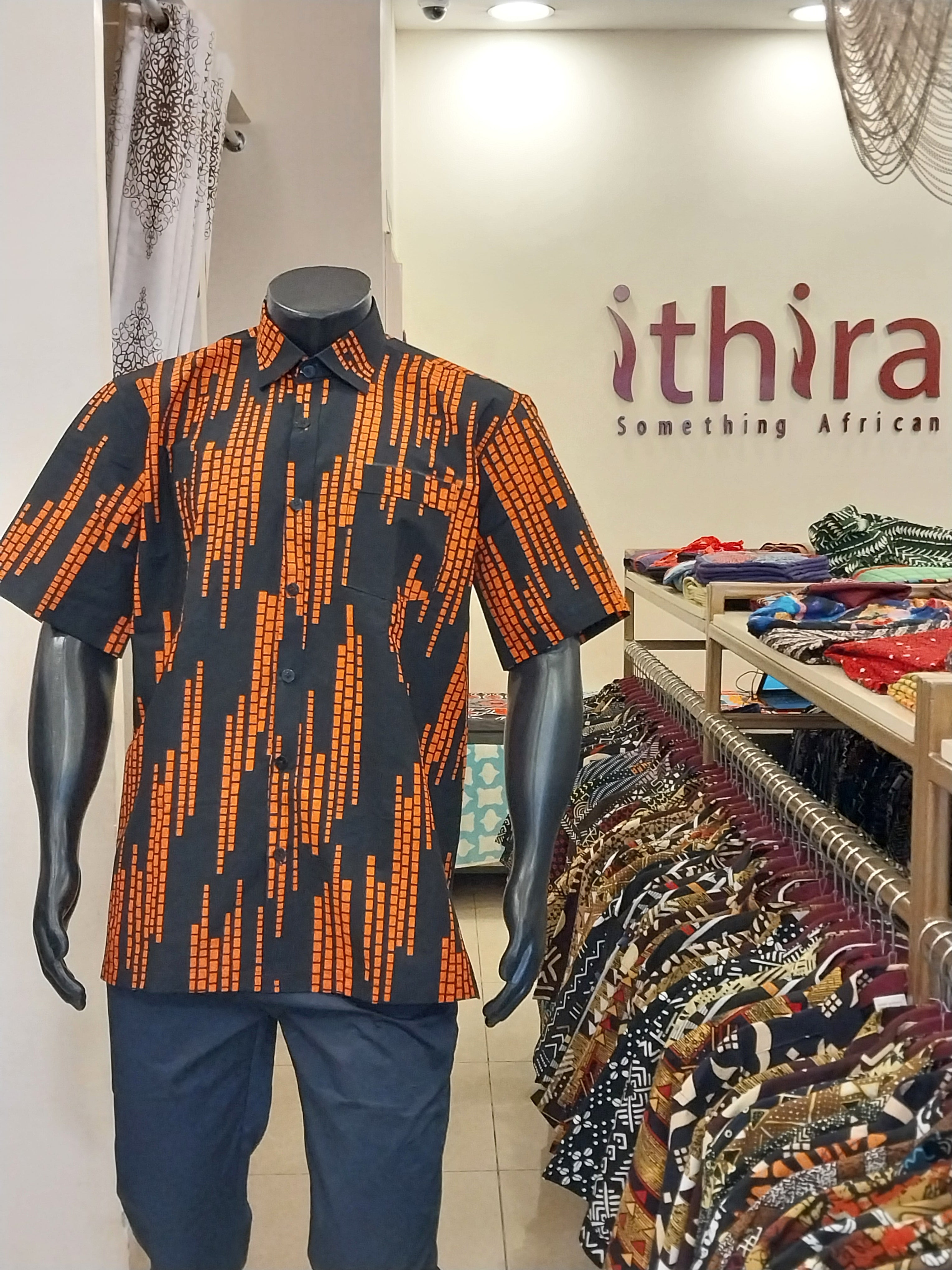 Black & Orange Kitenge Shirt - Men's Short Sleeve Button-Down