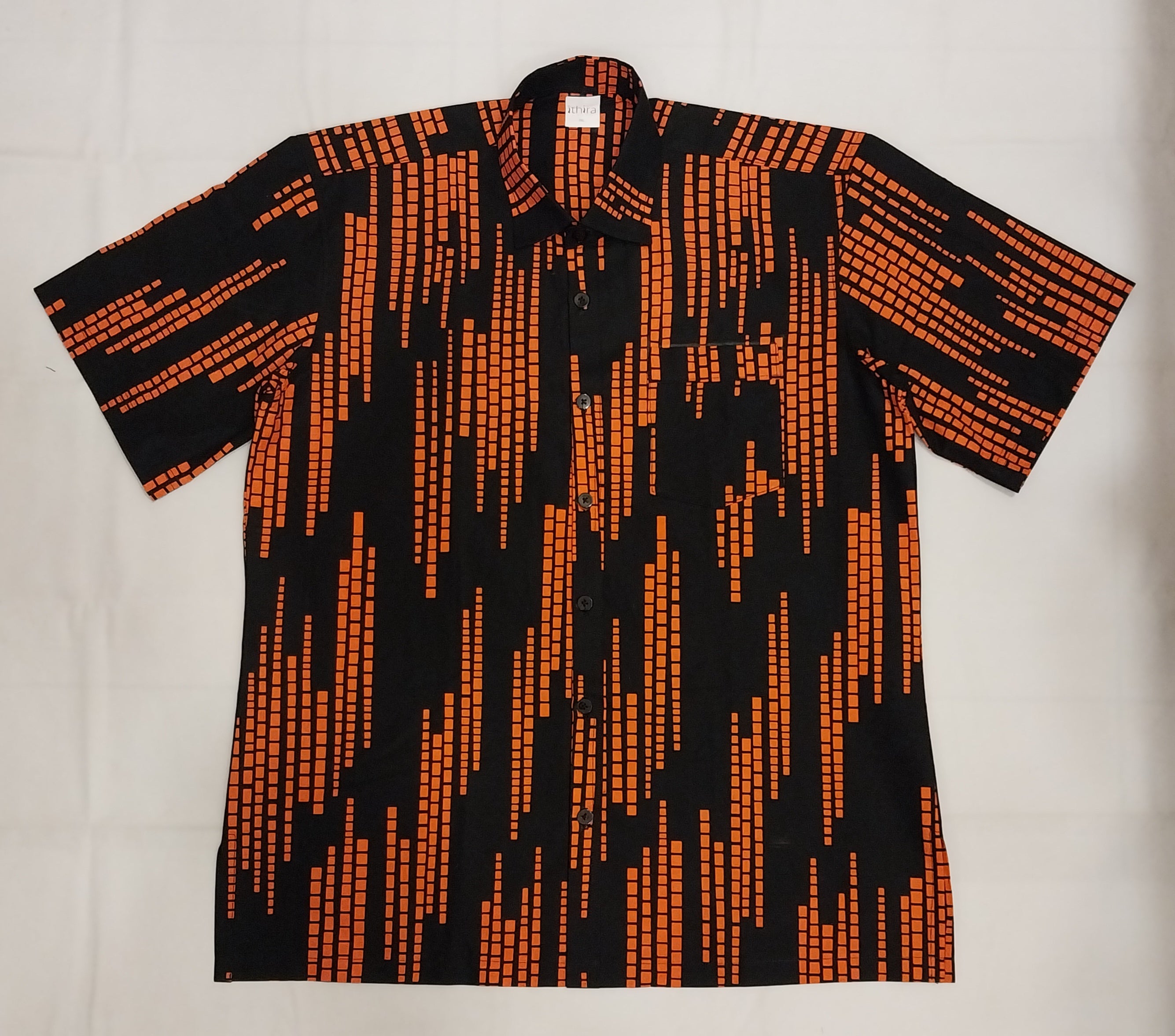 Black & Orange Kitenge Shirt - Men's Short Sleeve Button-Down