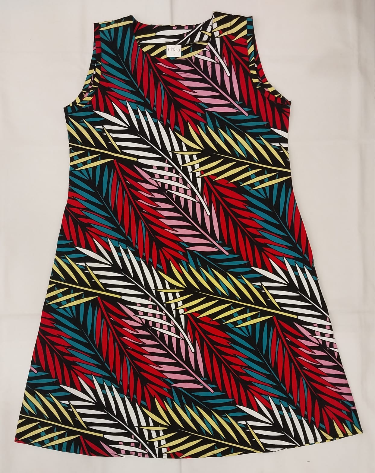 Red & Green Floral Sleeveless Knee-Length Dresses – Effortless Style Meets Everyday Comfort