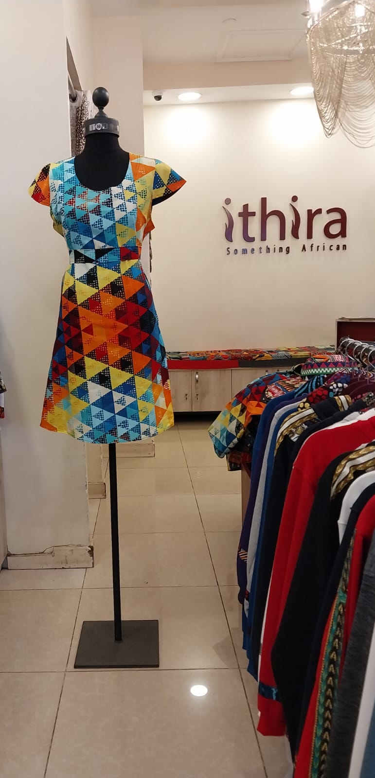 Orange & Blue Geometric Sleeved Knee-Length Dresses – Effortless Style Meets Everyday Comfort