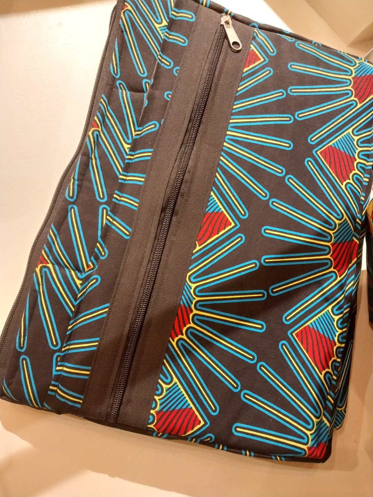 Teal Blue Geometric Kitenge Laptop Sleeve - African Print Laptop Case