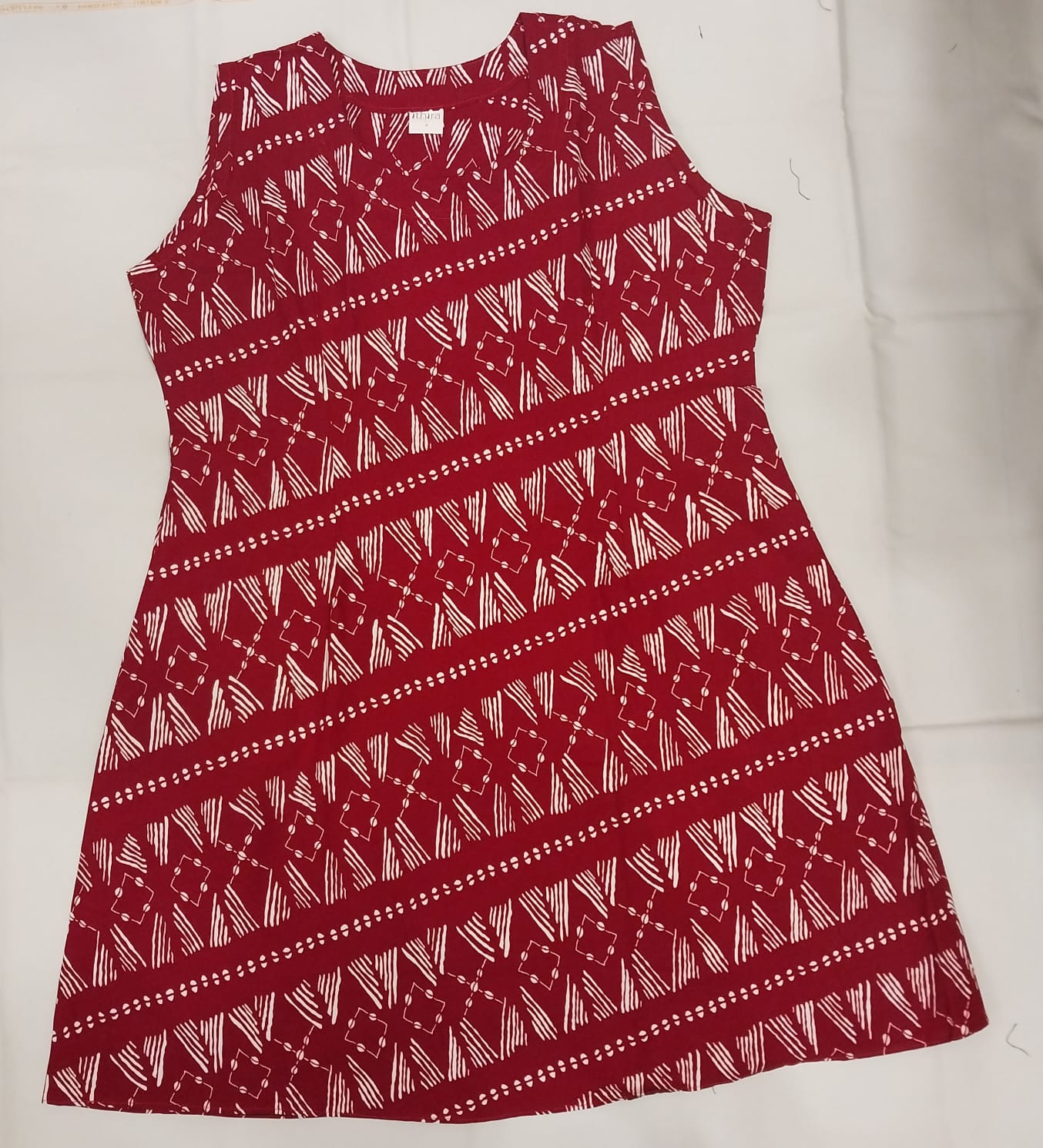 Red Kitenge Sleeveless Knee-Length Dress - African Print A-Line Dress