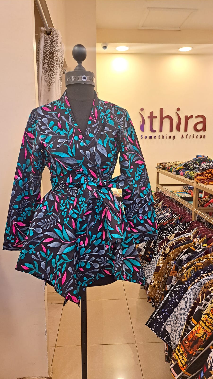 Teal Floral Kitenge Wrap Top - Women's African Print Adjustable Top