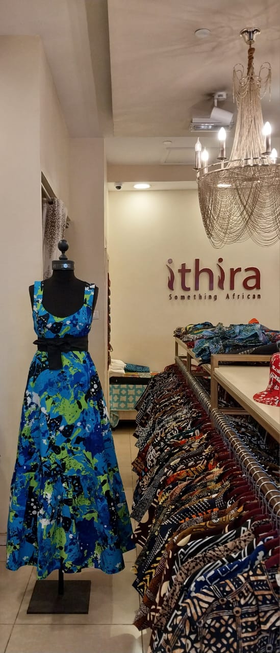 Blue Geometric Diani Maxi Dress - Sleeveless Beach Resort Dress with Pockets