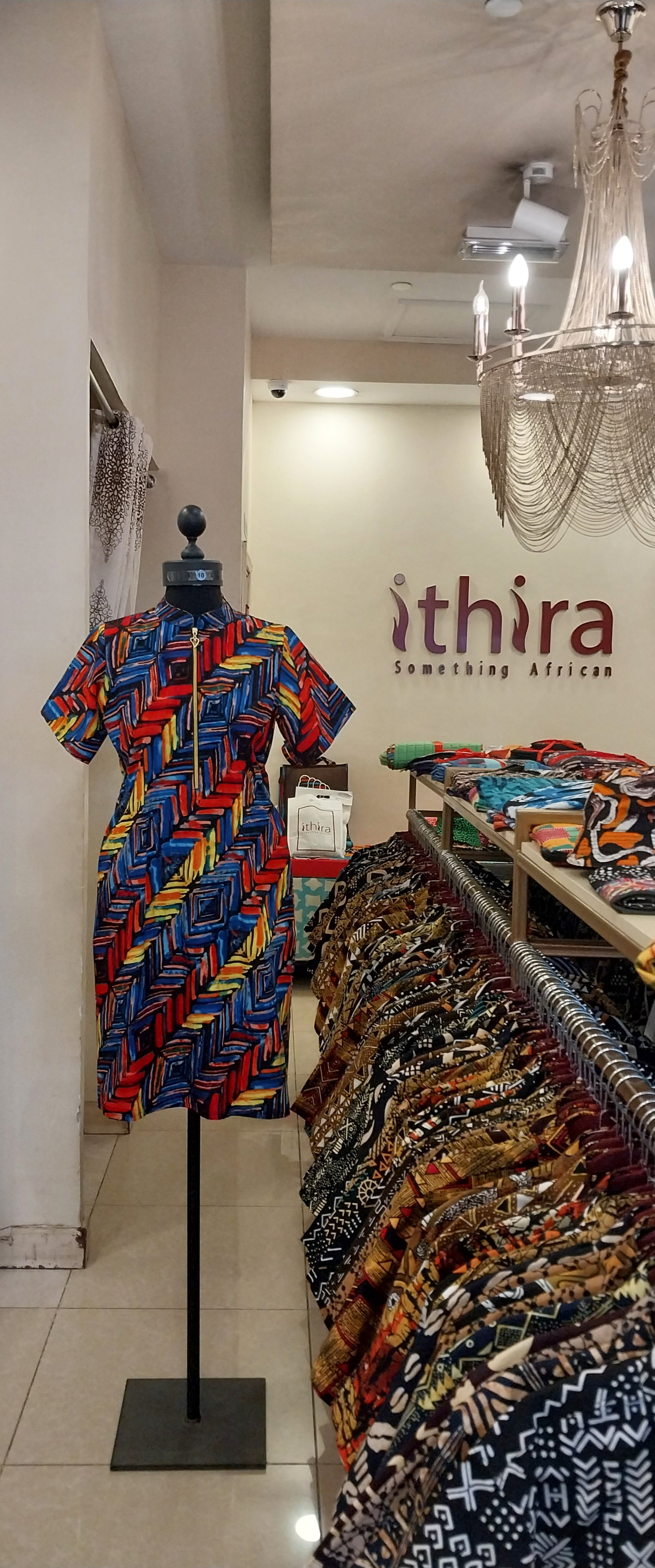 Blue & Red Geometric Half-Zipped Sleeved Knee-Length Dresses – Effortless Style Meets Everyday Comfort